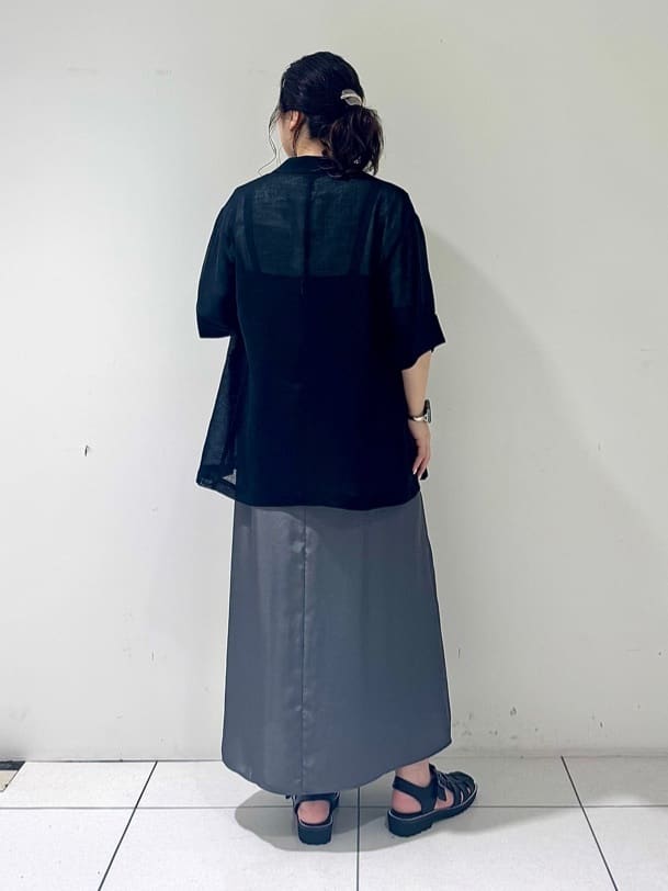 そんさんの「INDIVI｜【洗える／メッシュ素材】リネンライク半袖ダブルジャケット」を使ったコーディネート