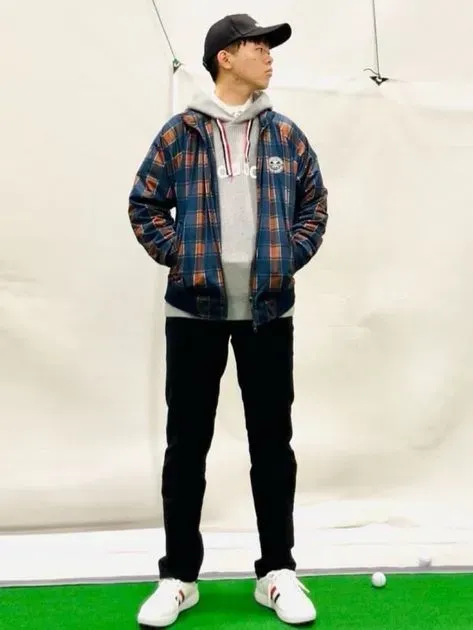 新レーベル ADABAT NAVY】タータンチェックブルゾン（ブルゾン