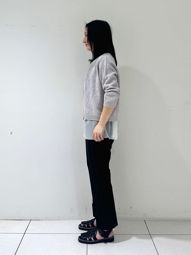 そんさんの「INDIVI｜【洗える／コットン100％】メッシュ柄ニットブルゾン」を使ったコーディネート