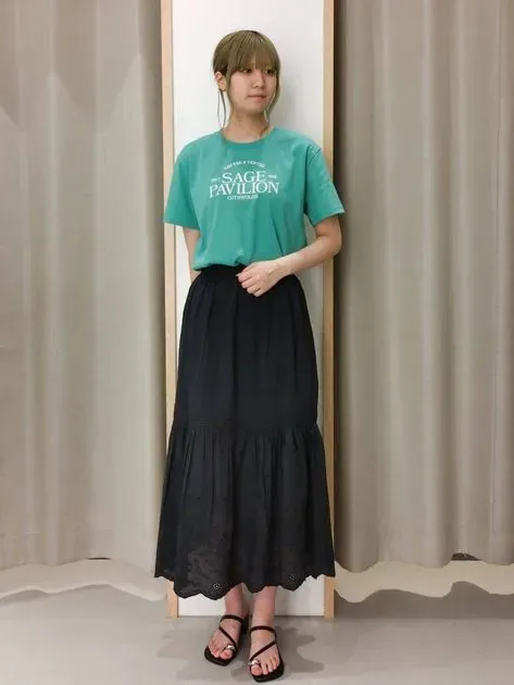スカラップ刺繍スカート【洗濯機OK】（マキシ・ロングスカート） | THE