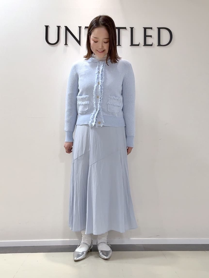YUIさんの「UNTITLED｜【洗える/ジャケット風】ツイードニットカーディガン」を使ったコーディネート