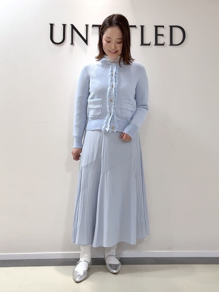 YUIさんの「UNTITLED｜【洗える/ジャケット風】ツイードニットカーディガン」を使ったコーディネート