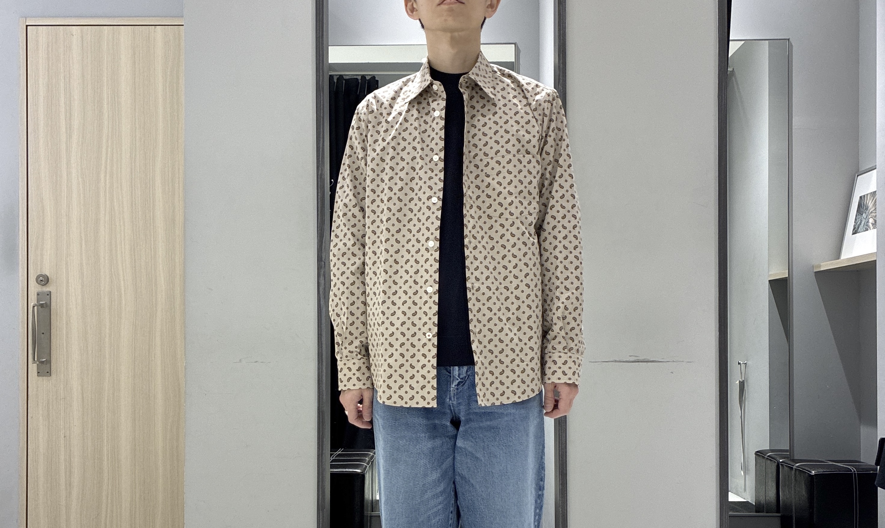 わいずみさんの「TAKEO KIKUCHI｜【BOWLER HAT LABEL】小紋ペイズリープリント 長袖シャツ」を使ったコーディネート