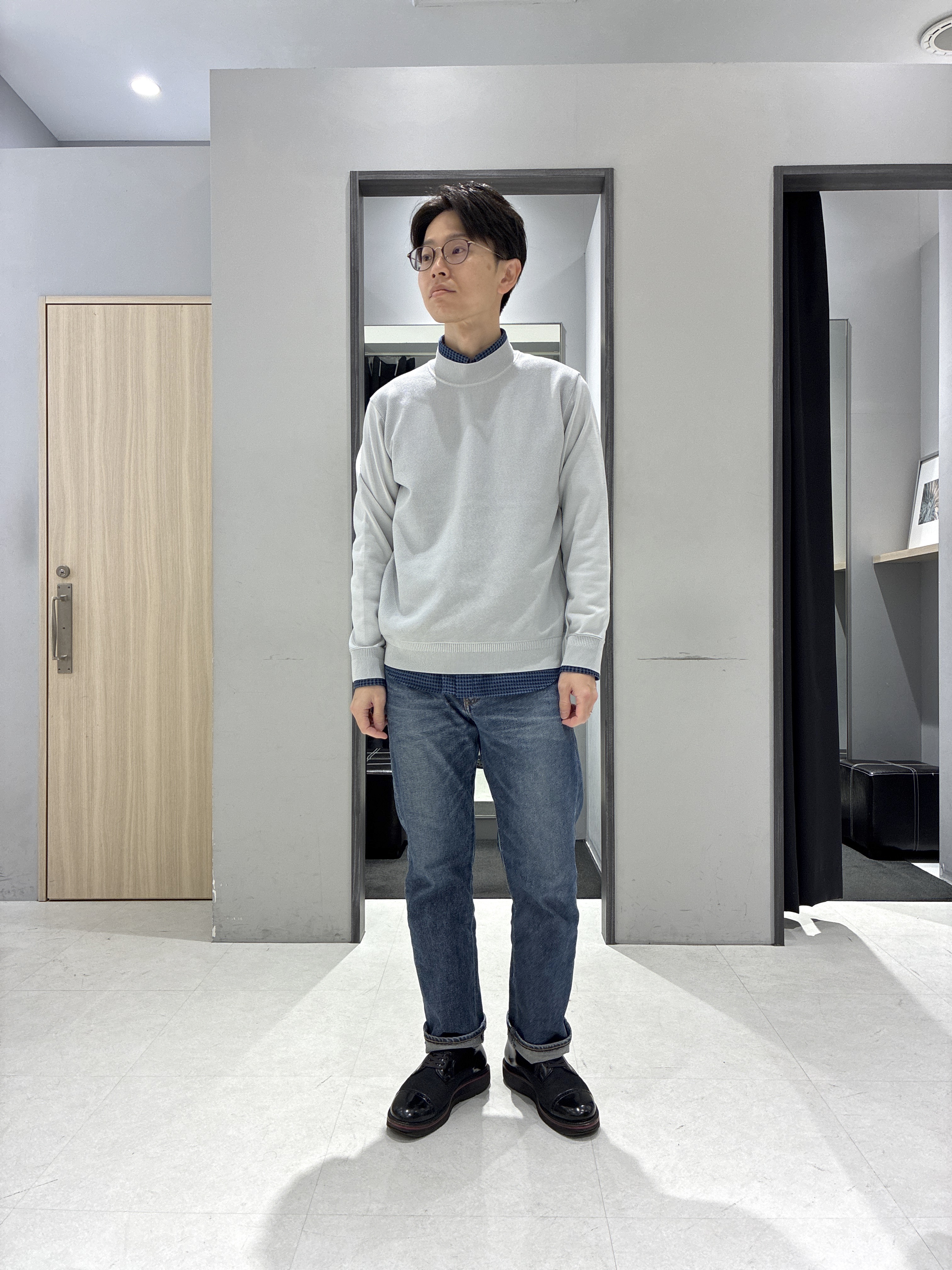 わいずみさんの「TAKEO KIKUCHI｜モックネック 鹿の子 ニット プルオーバー」を使ったコーディネート