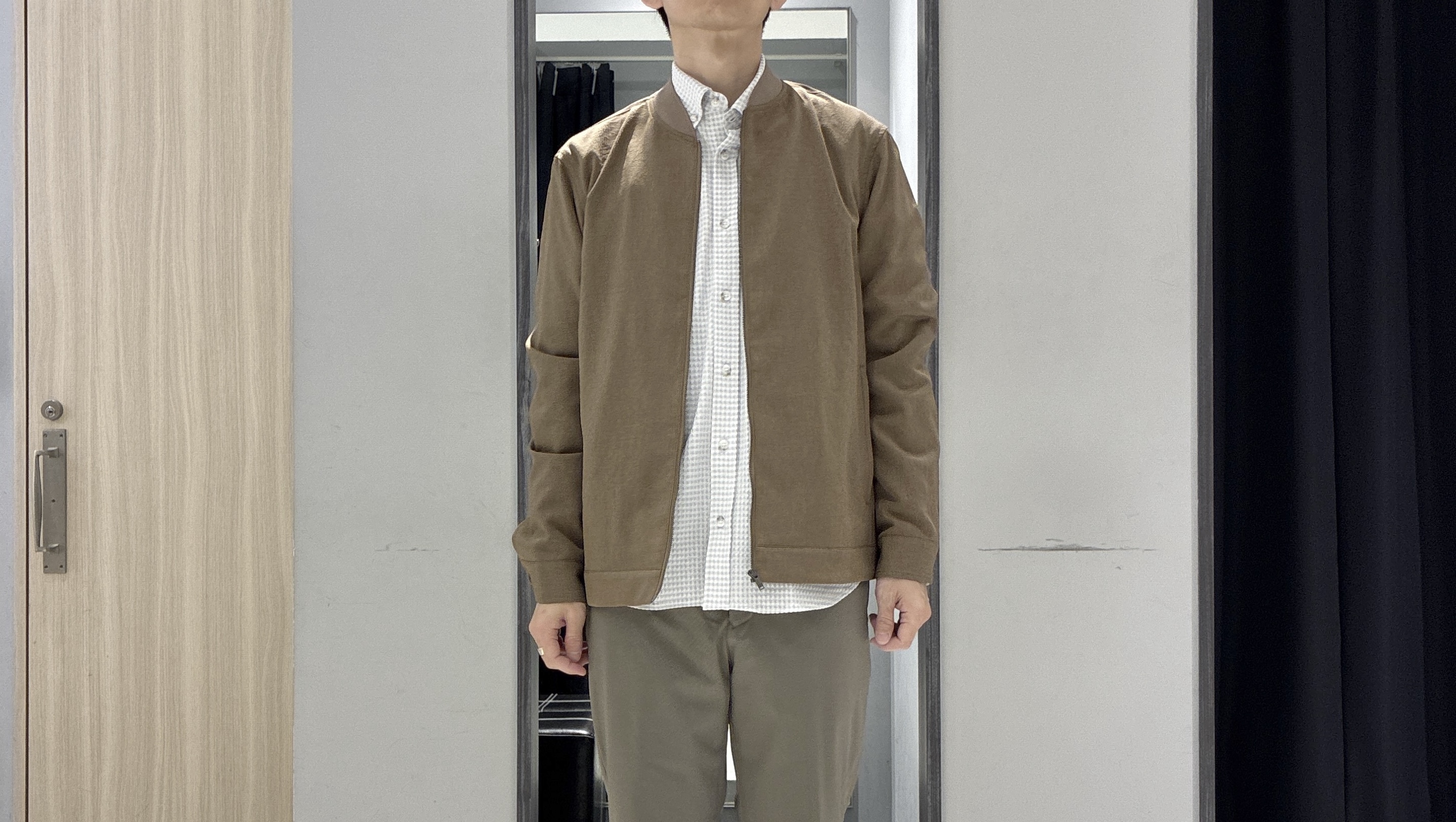 わいずみさんの「TAKEO KIKUCHI｜リネンライクカルゼ リブブルゾン」を使ったコーディネート