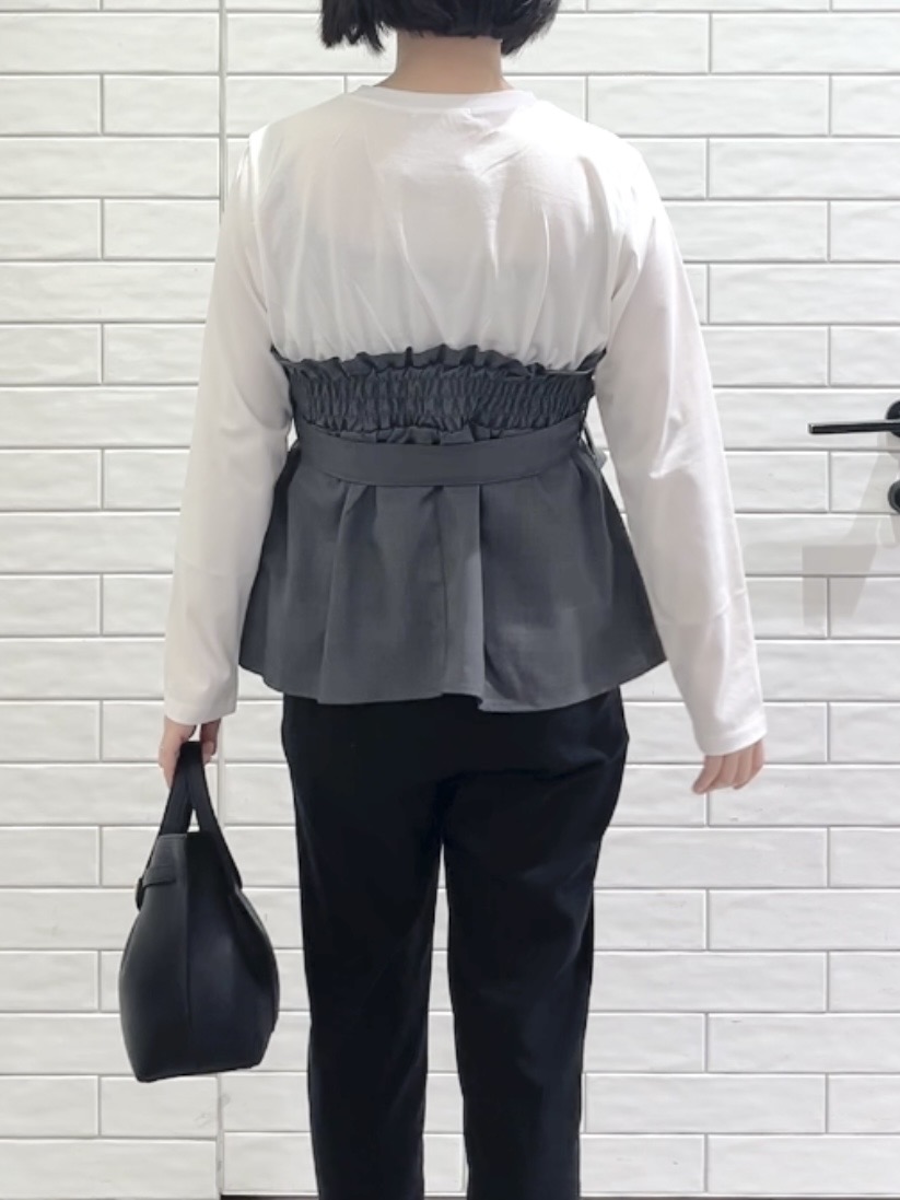 しおりさんの「OPAQUE.CLIP｜ビスチェドッキングカットソー【洗濯機OK】」を使ったコーディネート