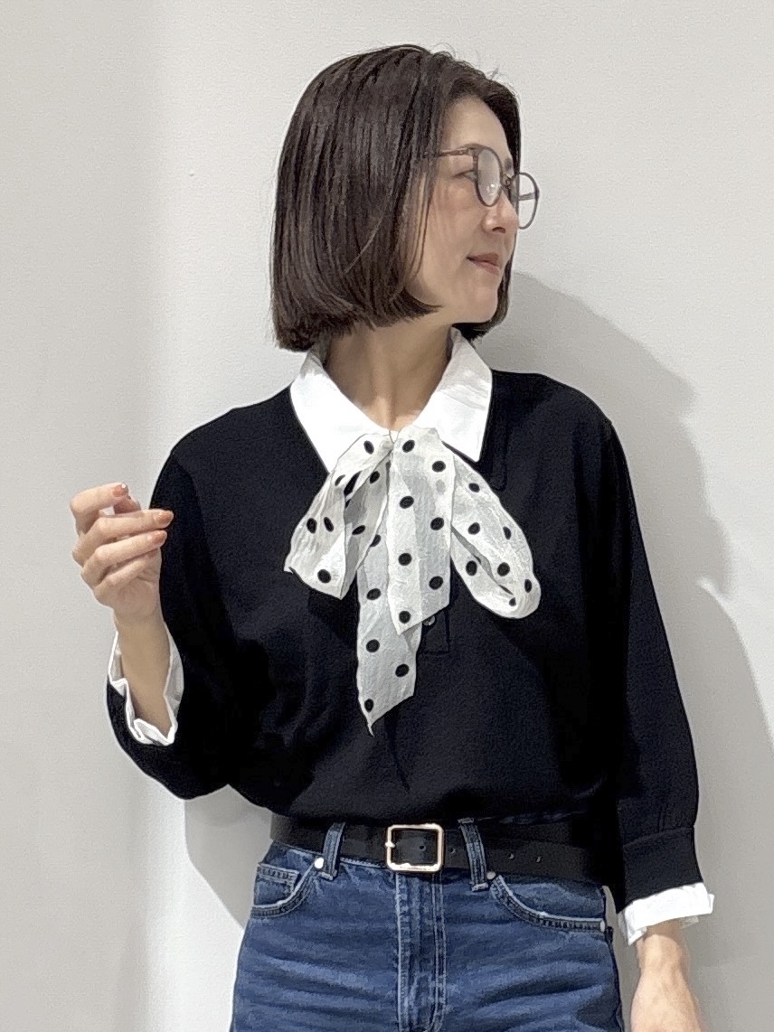 NAKAさんの「OPAQUE.CLIP｜シャツレイヤード風ポロニット【洗濯機OK】」を使ったコーディネート
