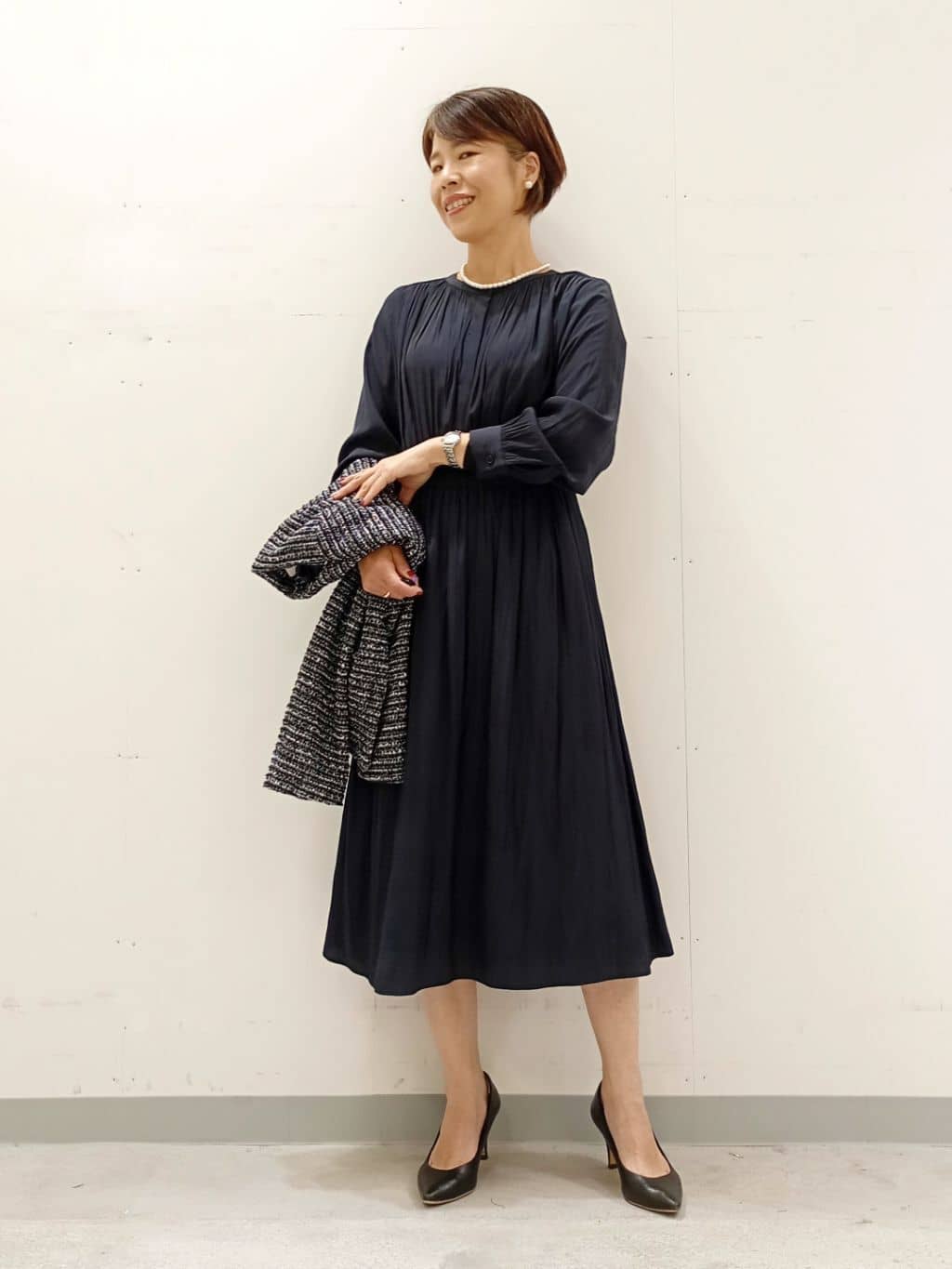 Kさんの「INDIVI｜【洗える】ギャザーフレアワンピース」を使ったコーディネート