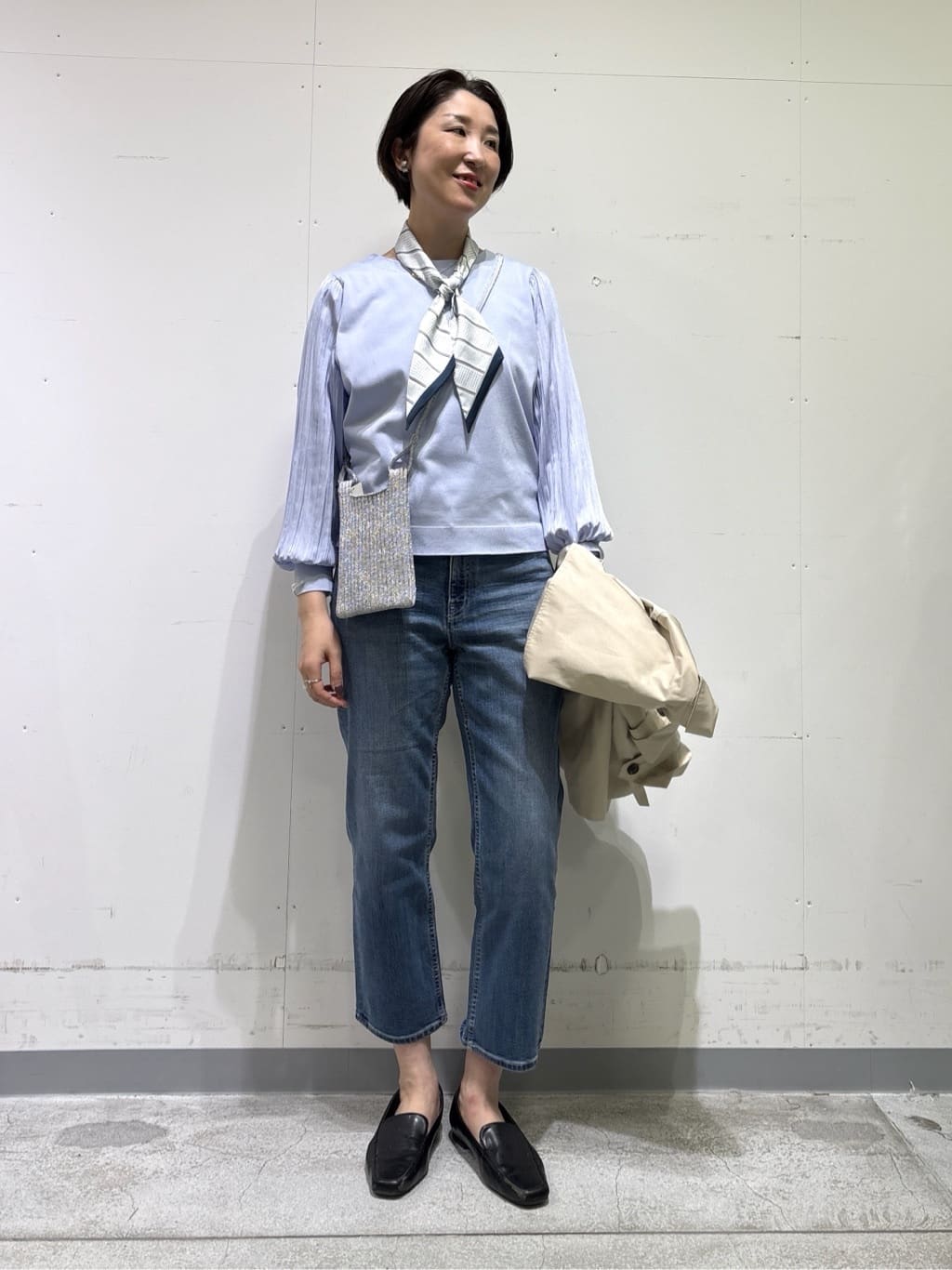 yuriさんの「INDIVI｜【洗える／華やか】袖プリーツニット」を使ったコーディネート