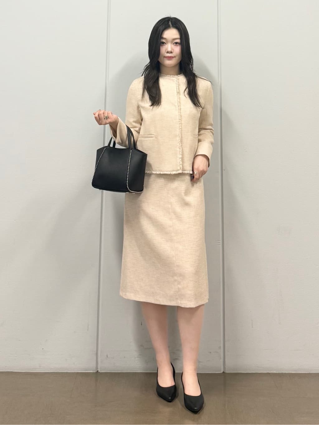 mizukiさんの「INDIVI｜【軽量／SETUP可能】ストレッチツイードジャケット」を使ったコーディネート