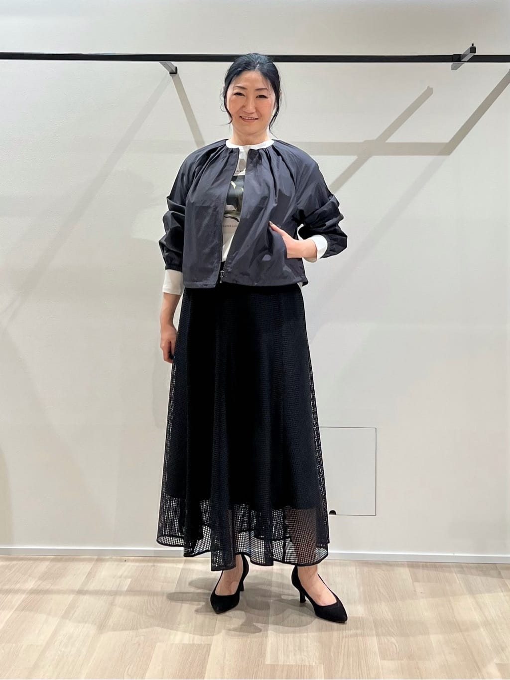 TOMOMIさんの「UNTITLED｜【セットアップ可/はっ水】シャイニータイプライターブルゾン」を使ったコーディネート