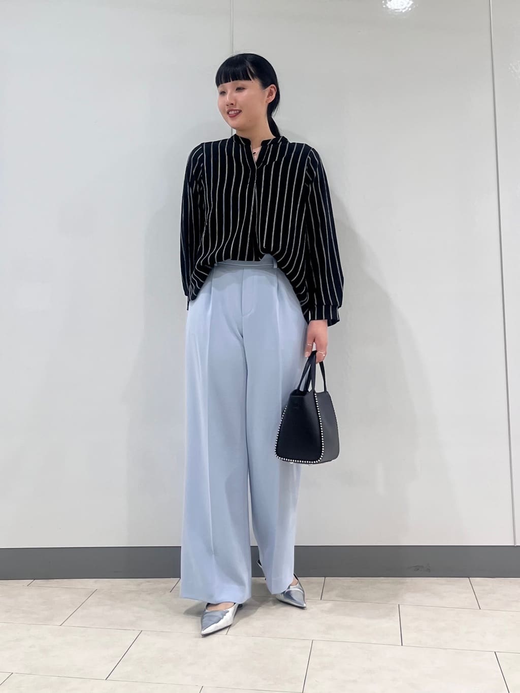 hasuさんの「INDIVI｜【洗える／着心地楽ちん】ブラウス風ストライプカットソートップス」を使ったコーディネート