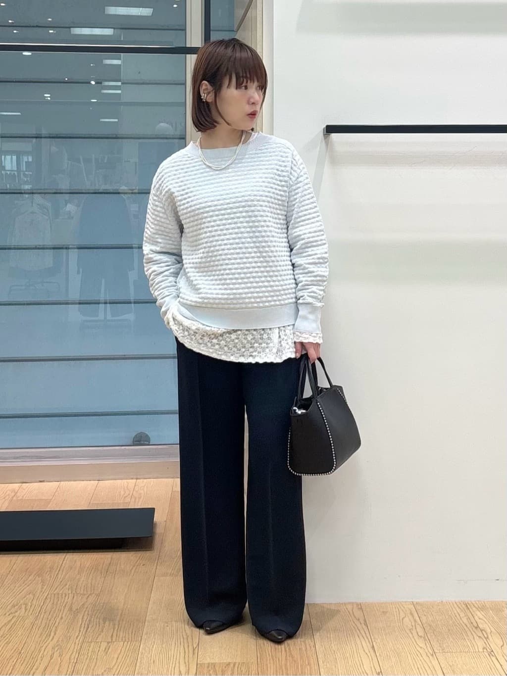 asamiさんの「INDIVI｜【洗える／凹凸編み】ジャカードニット」を使ったコーディネート