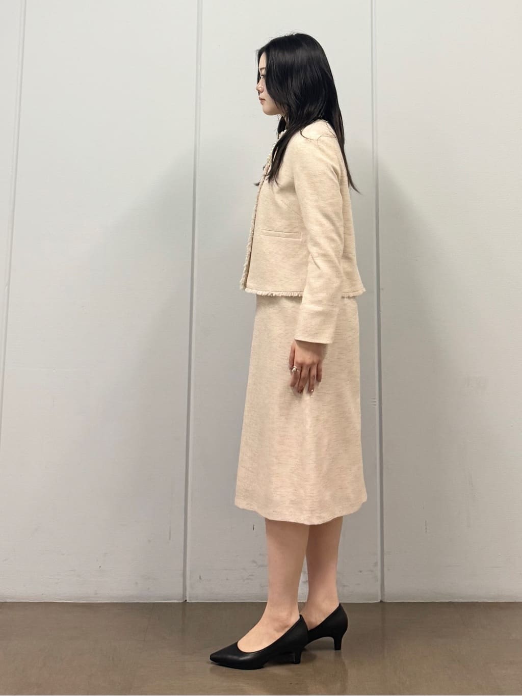 mizukiさんの「INDIVI｜【軽量／SETUP可能】ストレッチツイードジャケット」を使ったコーディネート
