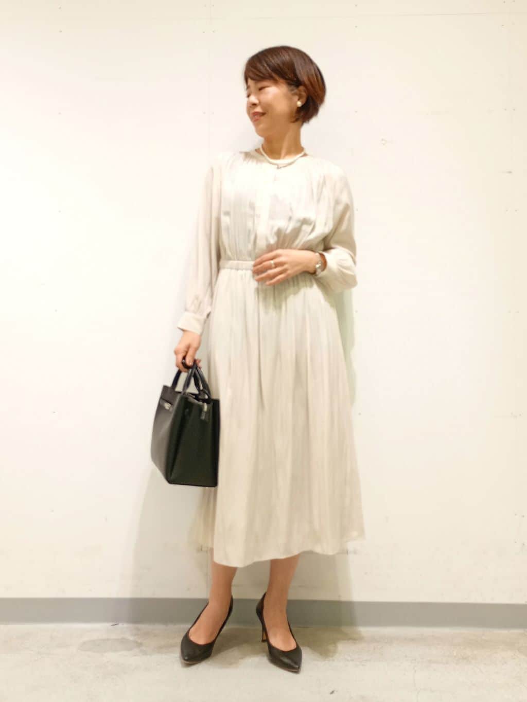Kさんの「INDIVI｜【洗える】ギャザーフレアワンピース」を使ったコーディネート