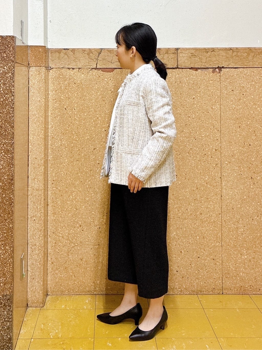 hattoriさんの「INDIVI｜【洗える/細見え】ツイード ジャンパースカート」を使ったコーディネート