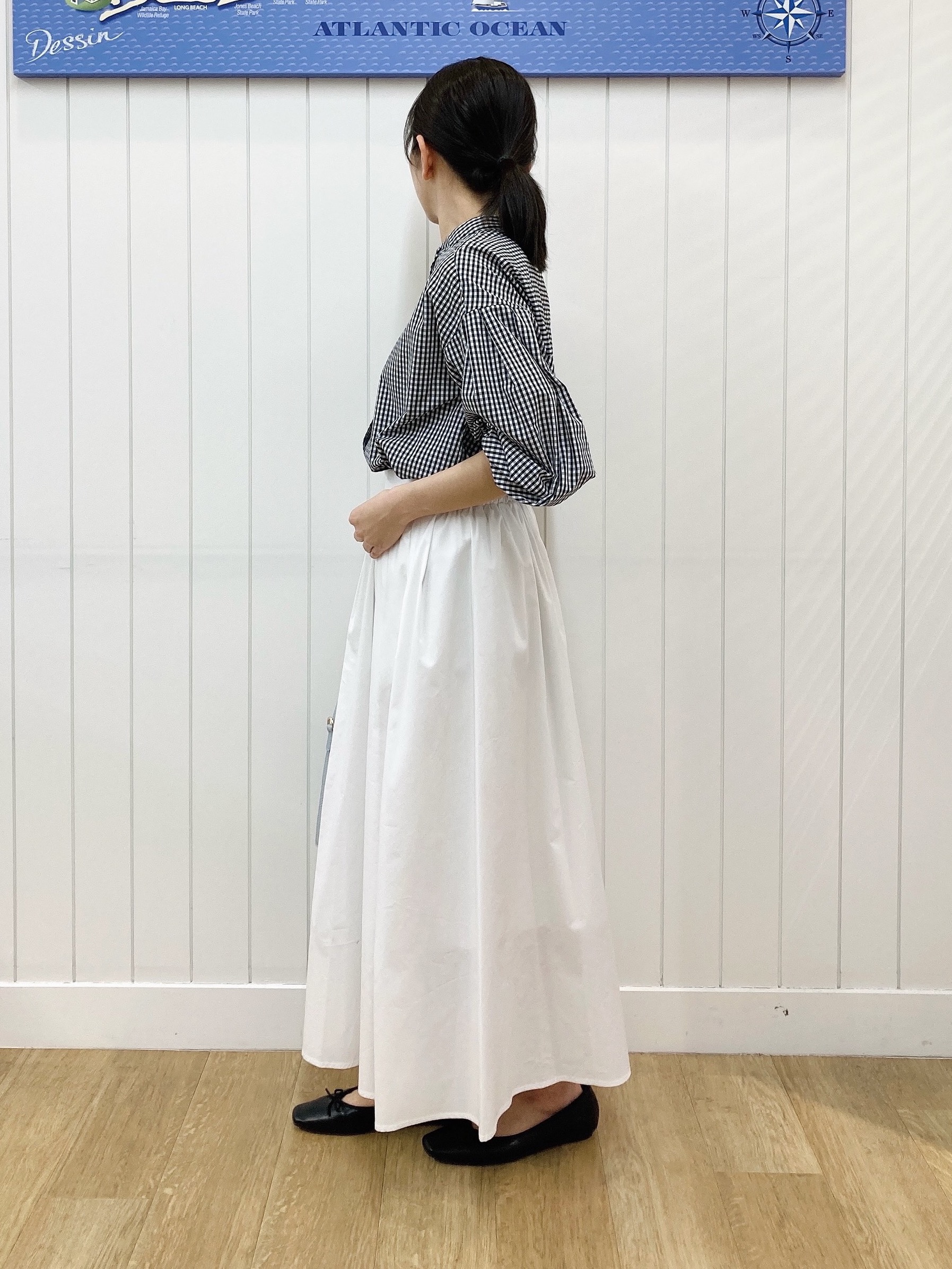yoshiさんの「Dessin｜【洗える】バルーンスリーブバンドカラーシャツ」を使ったコーディネート