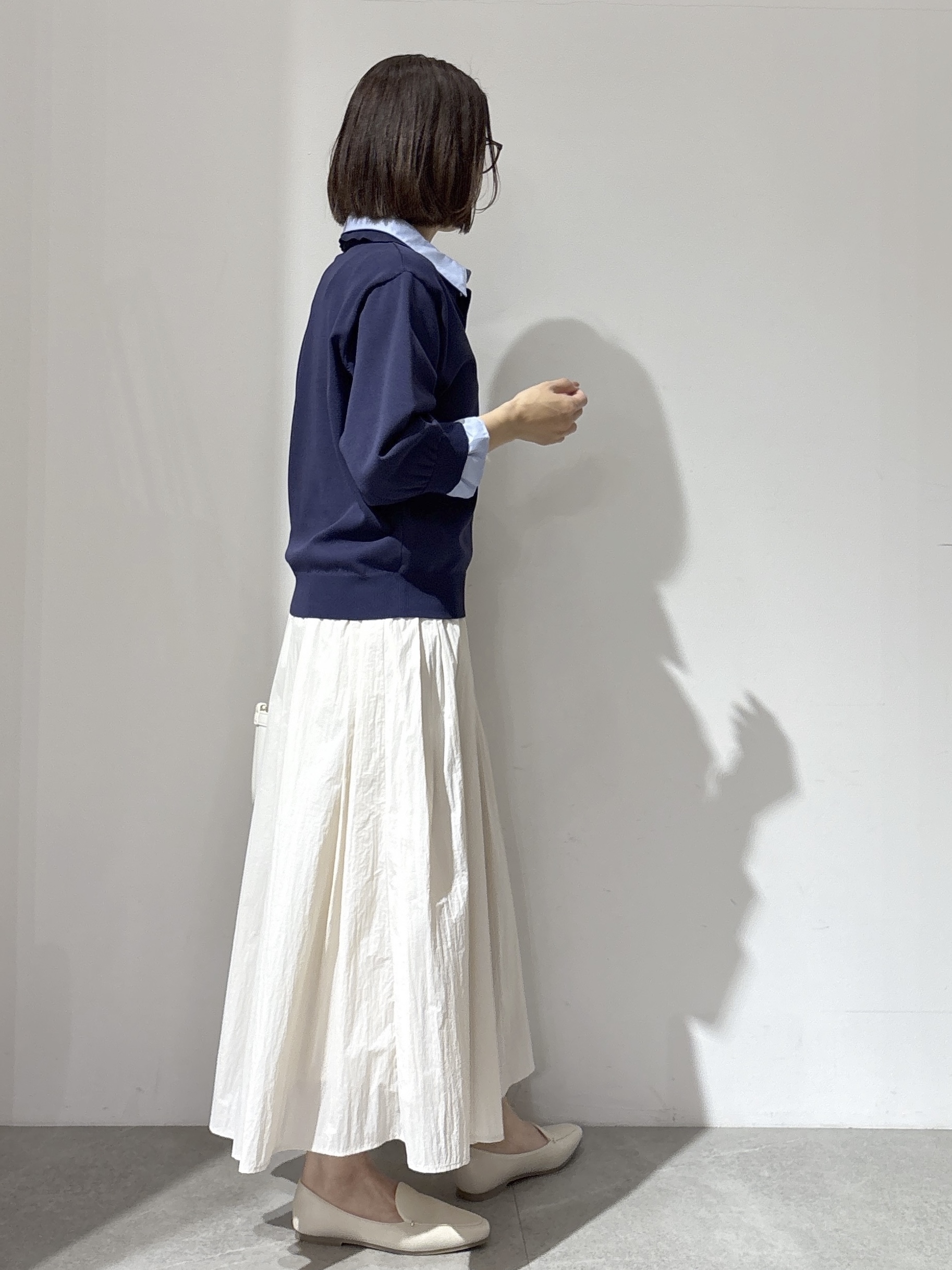 NAKAさんの「OPAQUE.CLIP｜シャツレイヤード風ポロニット【洗濯機OK】」を使ったコーディネート