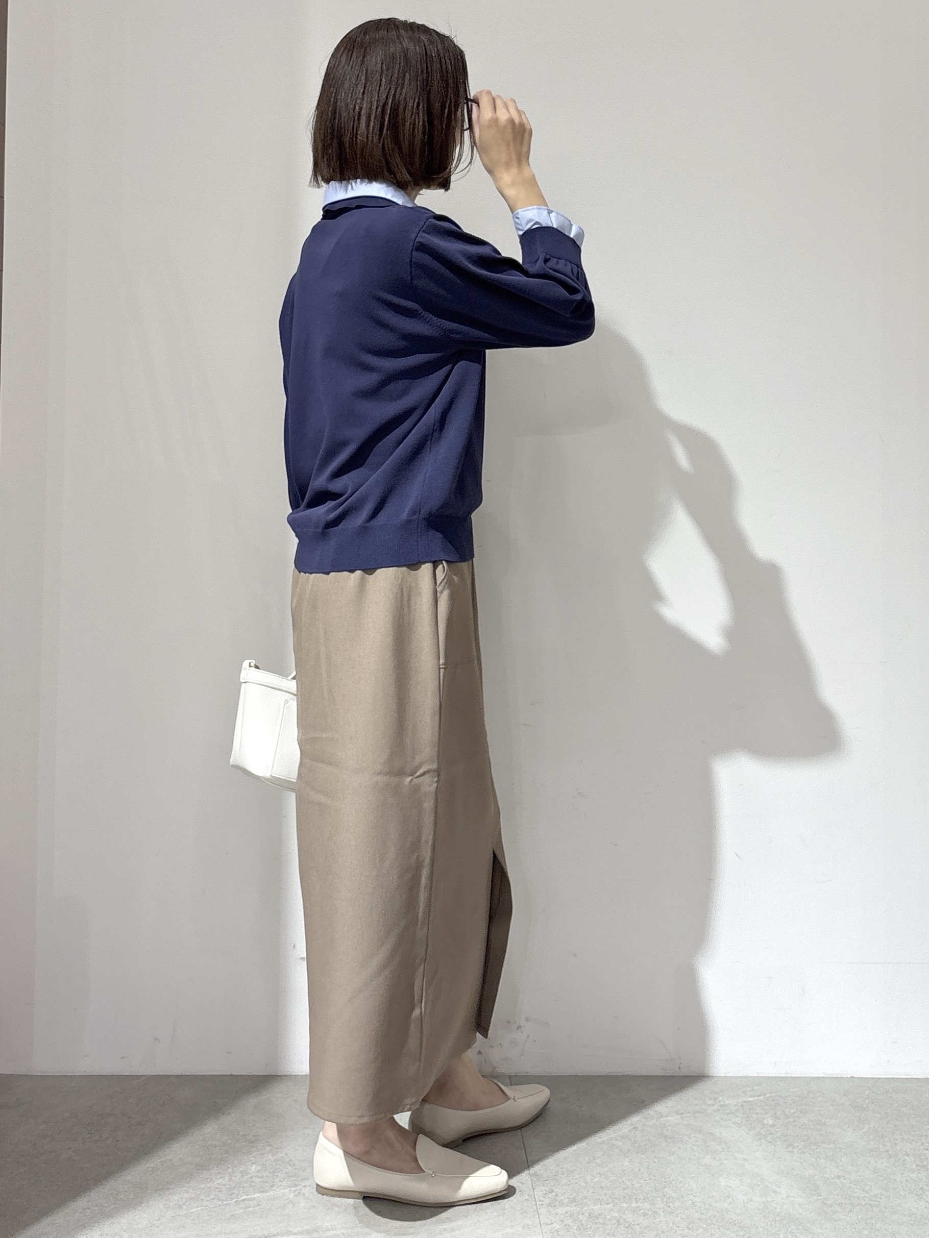 NAKAさんの「OPAQUE.CLIP｜シャツレイヤード風ポロニット【洗濯機OK】」を使ったコーディネート