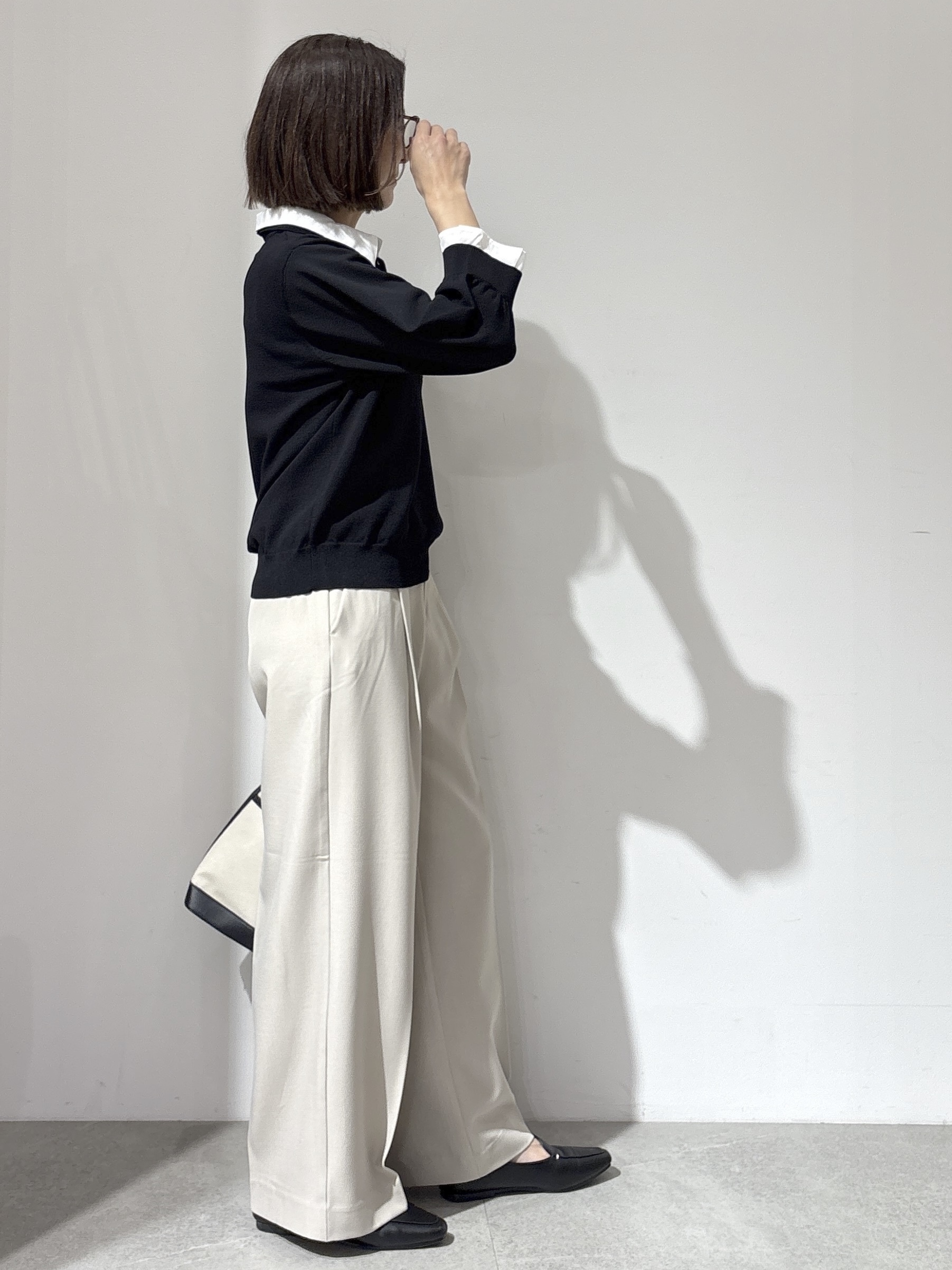 NAKAさんの「OPAQUE.CLIP｜シャツレイヤード風ポロニット【洗濯機OK】」を使ったコーディネート