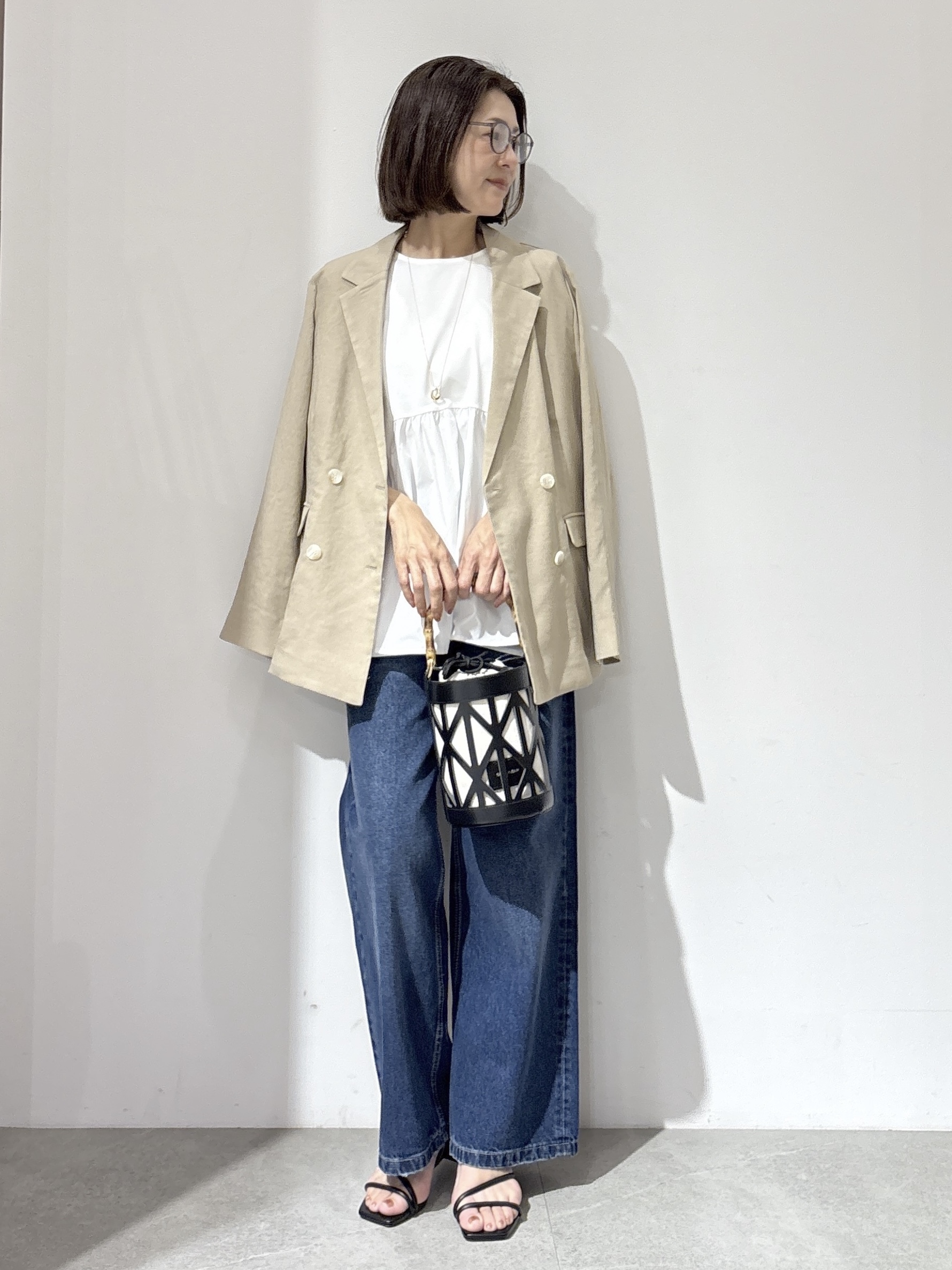 NAKAさんの「OPAQUE.CLIP｜【UV／接触冷感】ダブルブレストジャケット《防シワ加工／洗える》」を使ったコーディネート