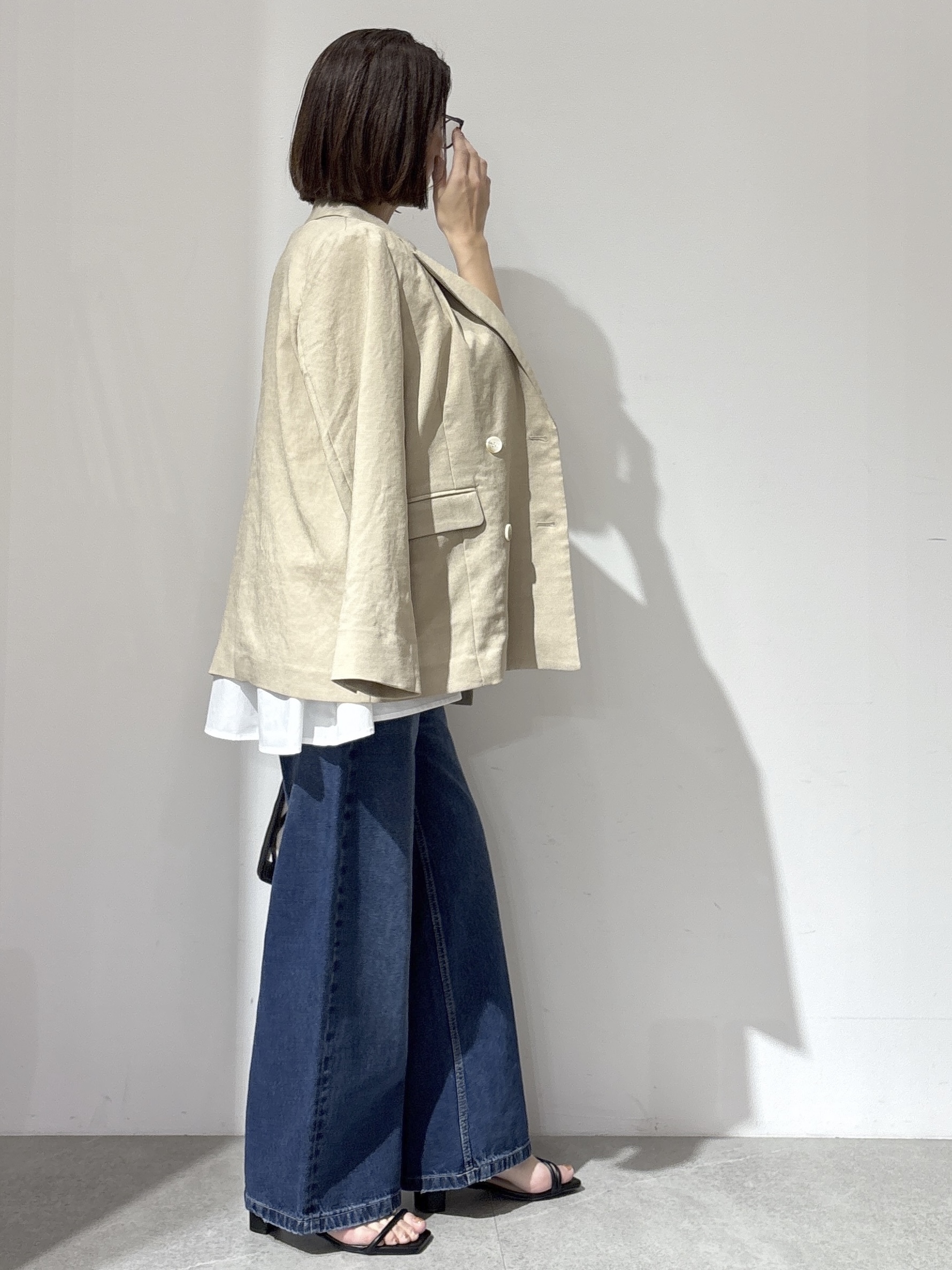 NAKAさんの「OPAQUE.CLIP｜【UV／接触冷感】ダブルブレストジャケット《防シワ加工／洗える》」を使ったコーディネート