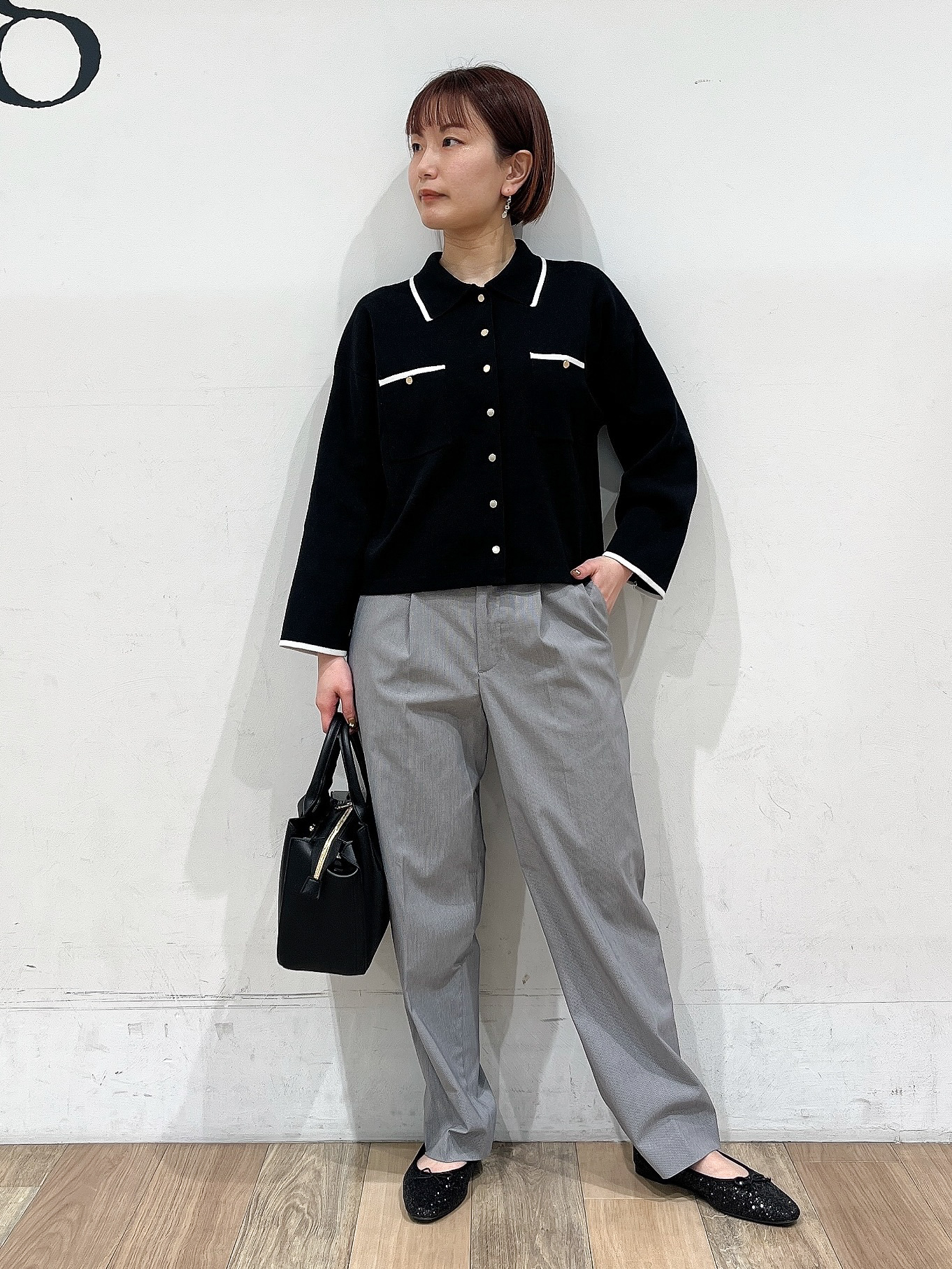 山さんさんの「grove｜しなやかな着心地で動きやすい、ダンボールジャージノーカラーコート」を使ったコーディネート