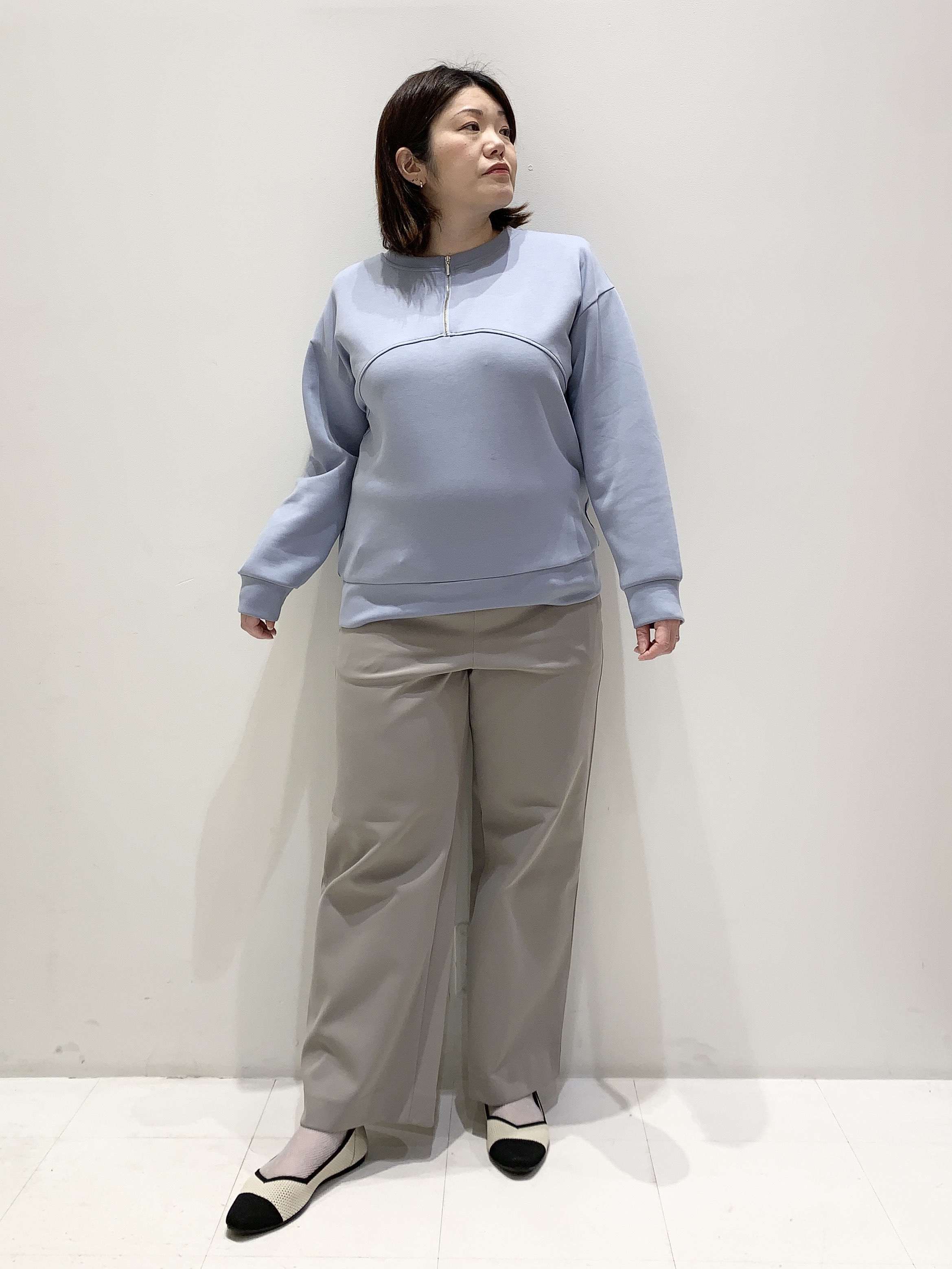 みいちゃんさんの「grove｜2WAYハーフジップスウェット」を使ったコーディネート