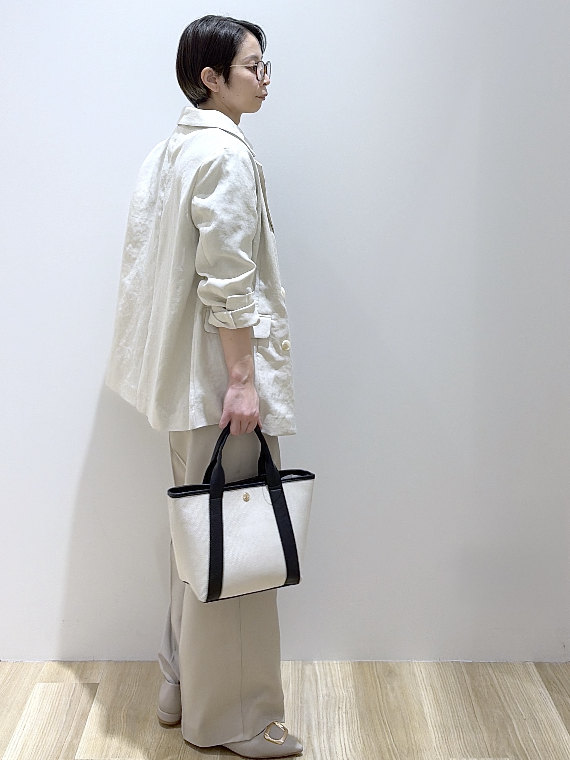 えりさんの「OPAQUE.CLIP｜【UV／接触冷感】ダブルブレストジャケット《防シワ加工／洗える》」を使ったコーディネート