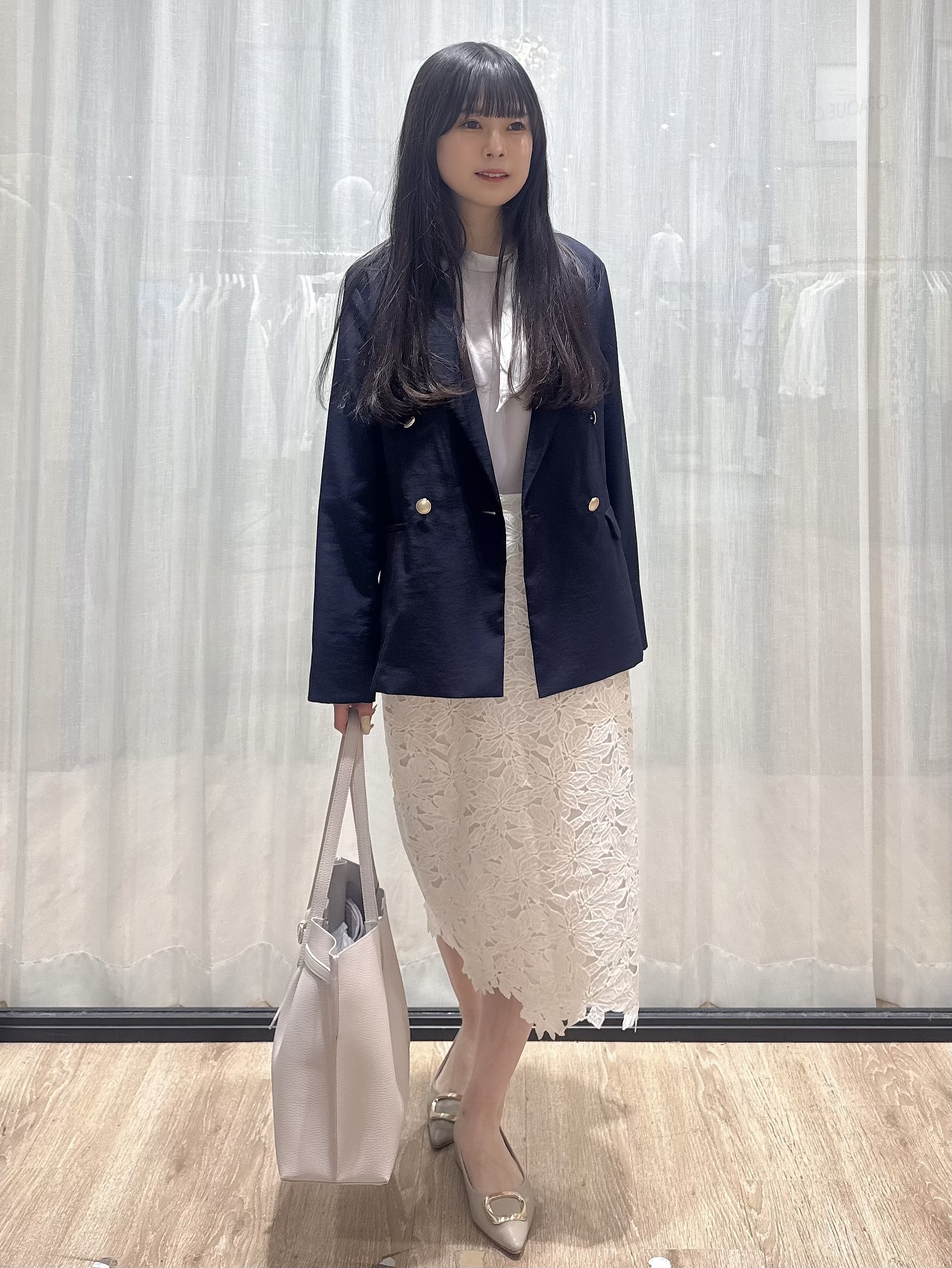 ぞうげさんの「OPAQUE.CLIP｜《再入荷》ダブルブレストテーラードジャケット【接触冷感／吸水速乾／イージーアイロン／防シワ／洗濯機O」を使ったコーディネート