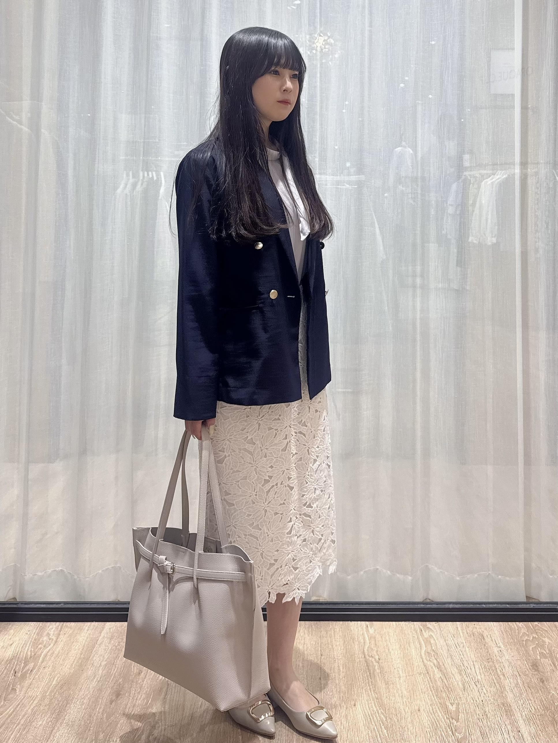 ぞうげさんの「OPAQUE.CLIP｜《再入荷》ダブルブレストテーラードジャケット【接触冷感／吸水速乾／イージーアイロン／防シワ／洗濯機O」を使ったコーディネート
