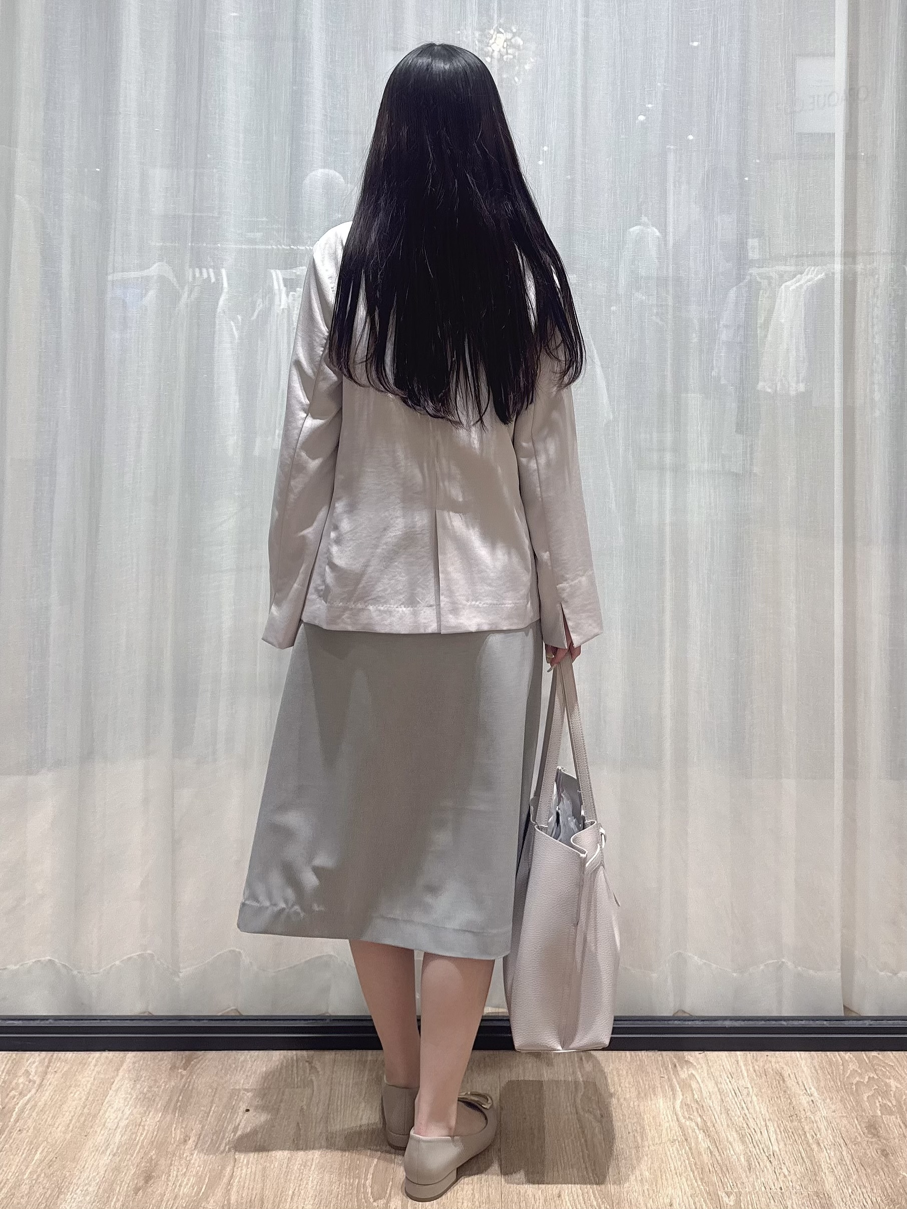 ぞうげさんの「OPAQUE.CLIP｜《再入荷》ダブルブレストテーラードジャケット【接触冷感／吸水速乾／イージーアイロン／防シワ／洗濯機O」を使ったコーディネート