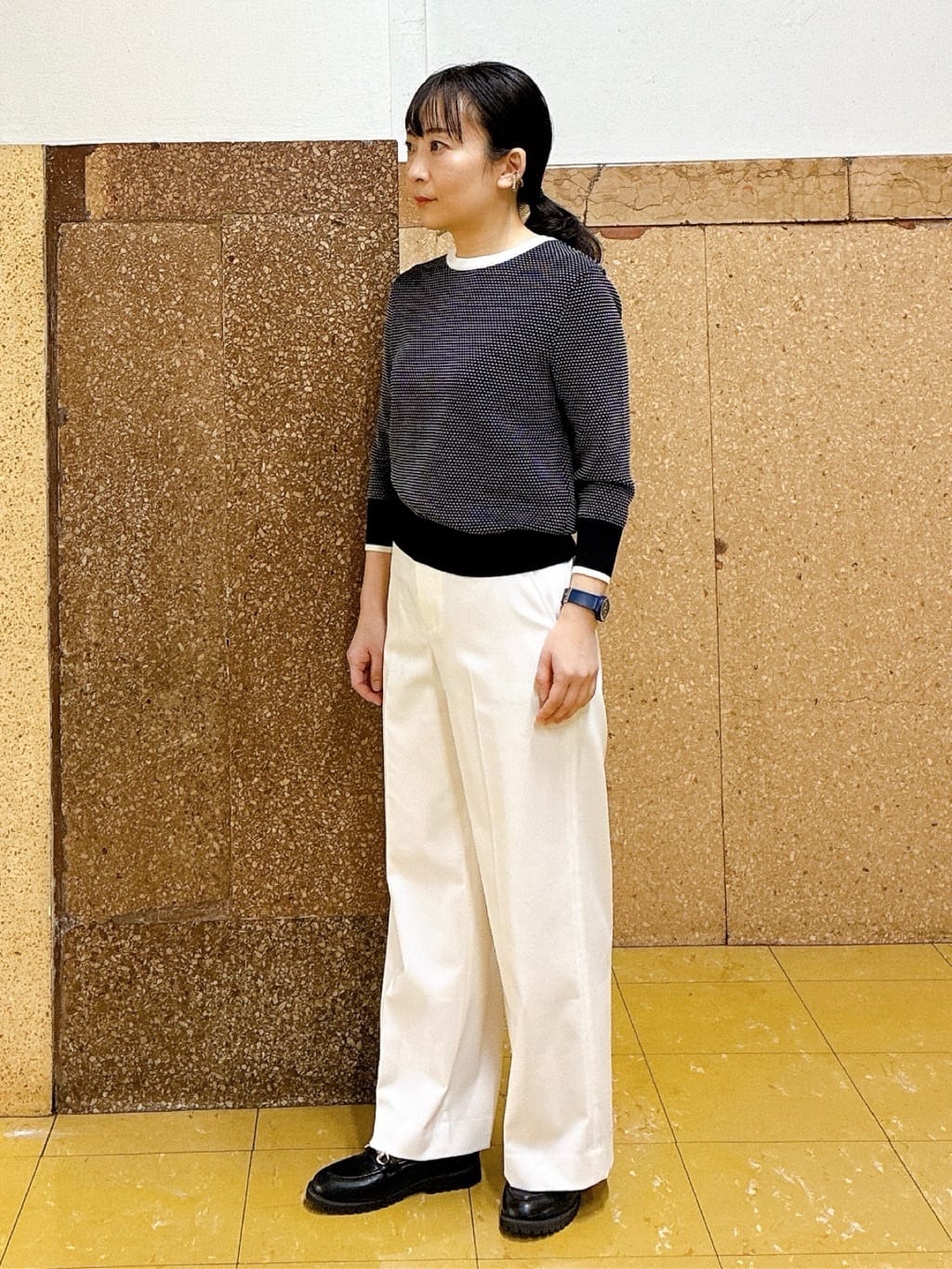 hattoriさんの「INDIVI｜【アンサンブル可/洗える】配色ハイゲージニットトップス」を使ったコーディネート