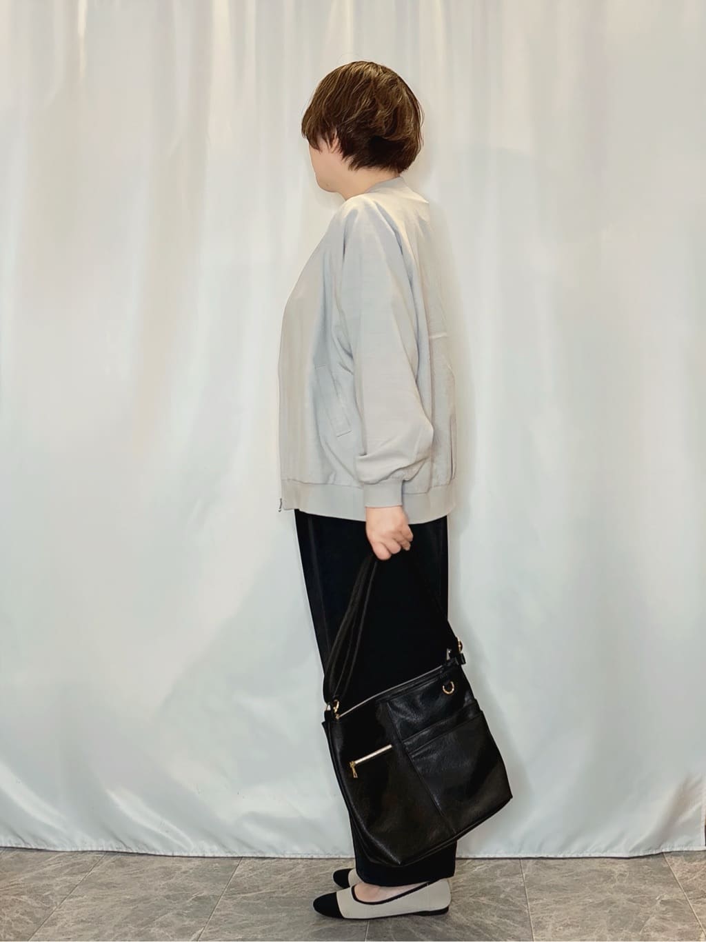 たみさんの「SHOO･LA･RUE｜【洗濯機可/S-LL】さらっと快適　麻調ゆるリブブルゾン」を使ったコーディネート