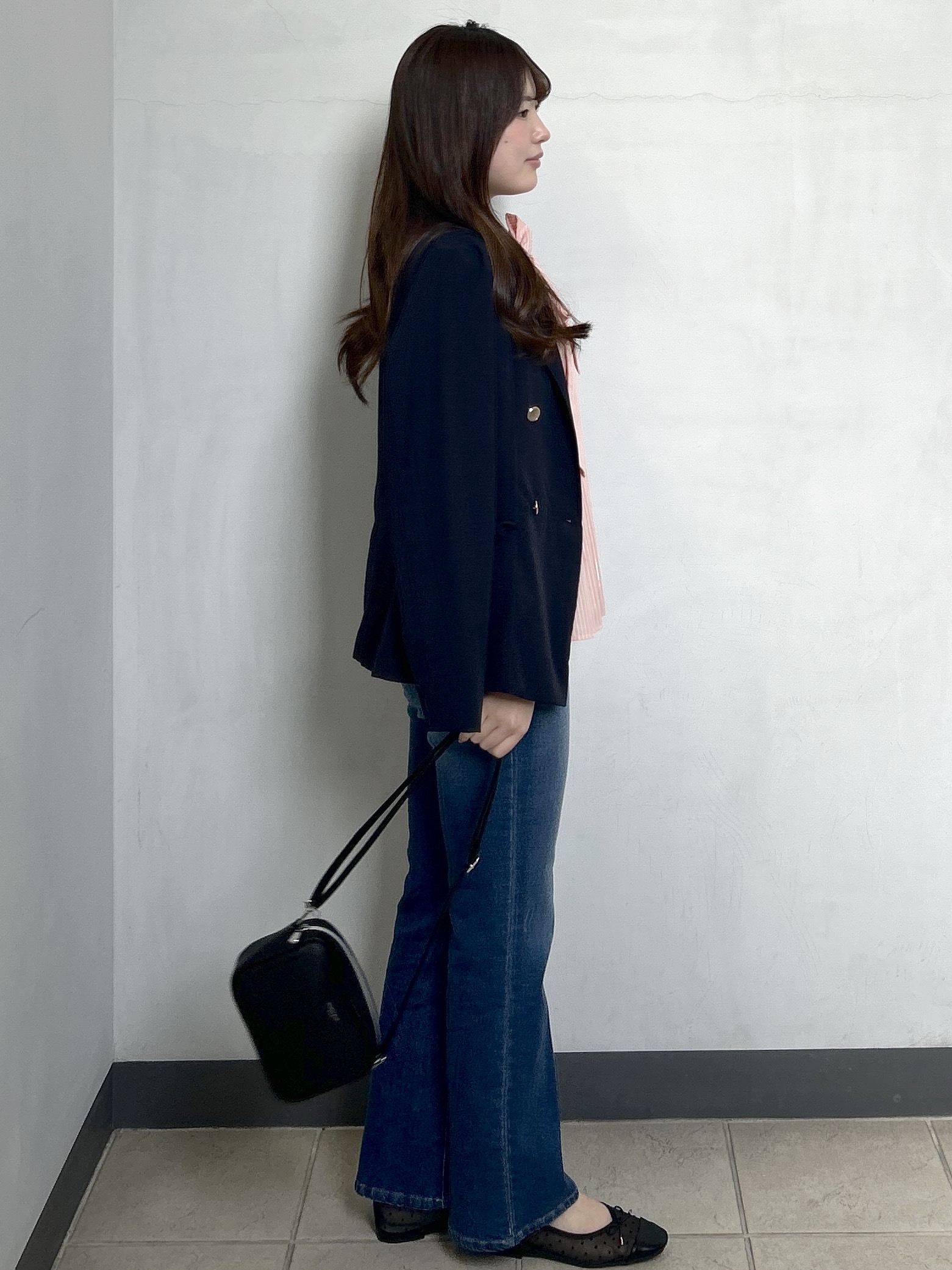 sayaさんの「OPAQUE.CLIP｜《再入荷》ダブルブレストテーラードジャケット【接触冷感／吸水速乾／イージーアイロン／防シワ／洗濯機O」を使ったコーディネート