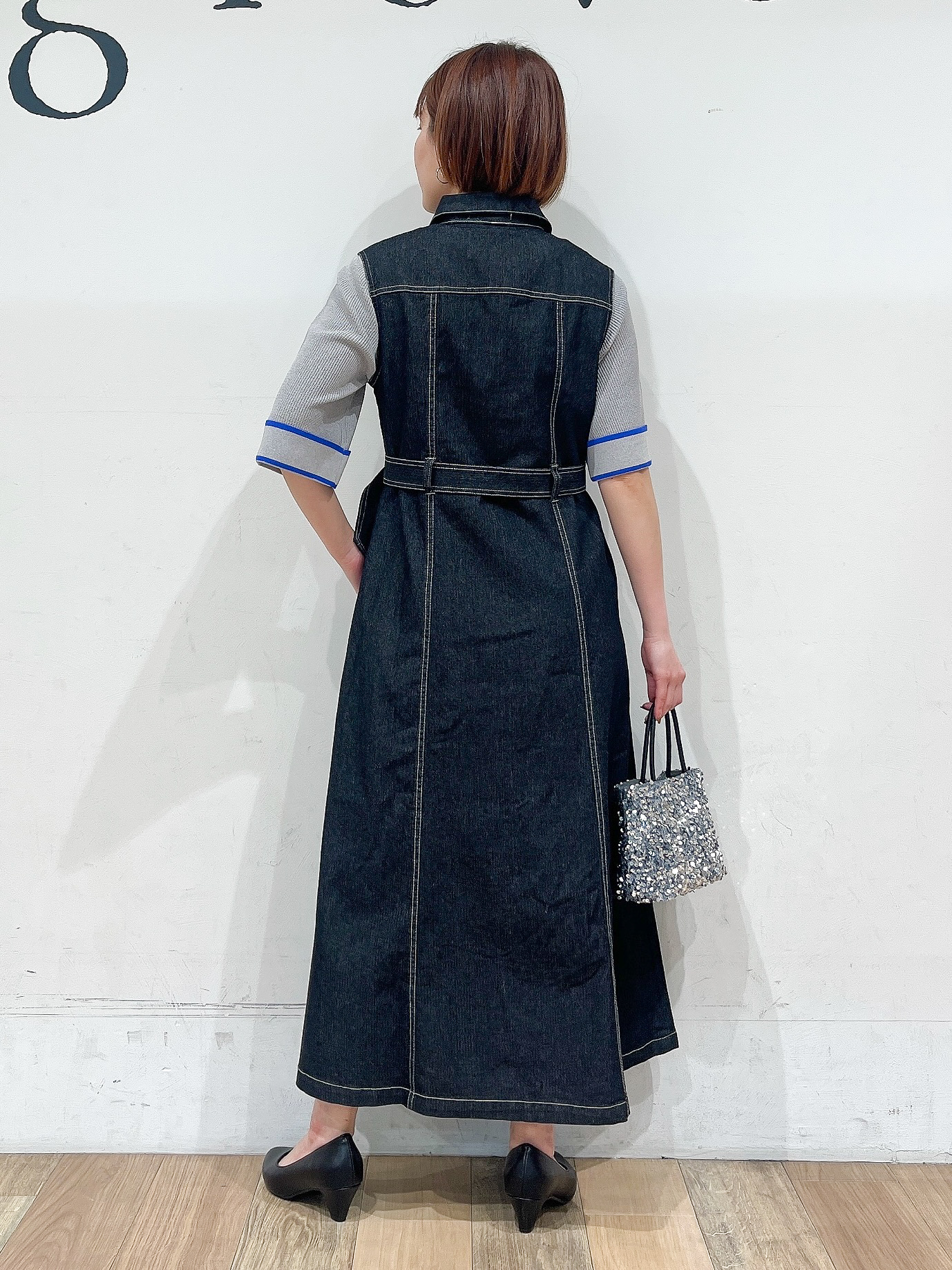 山さんさんの「grove｜【シリーズ累計36万枚/名品ニット】やわらかドライタッチ 袖メッシュ編みニット」を使ったコーディネート