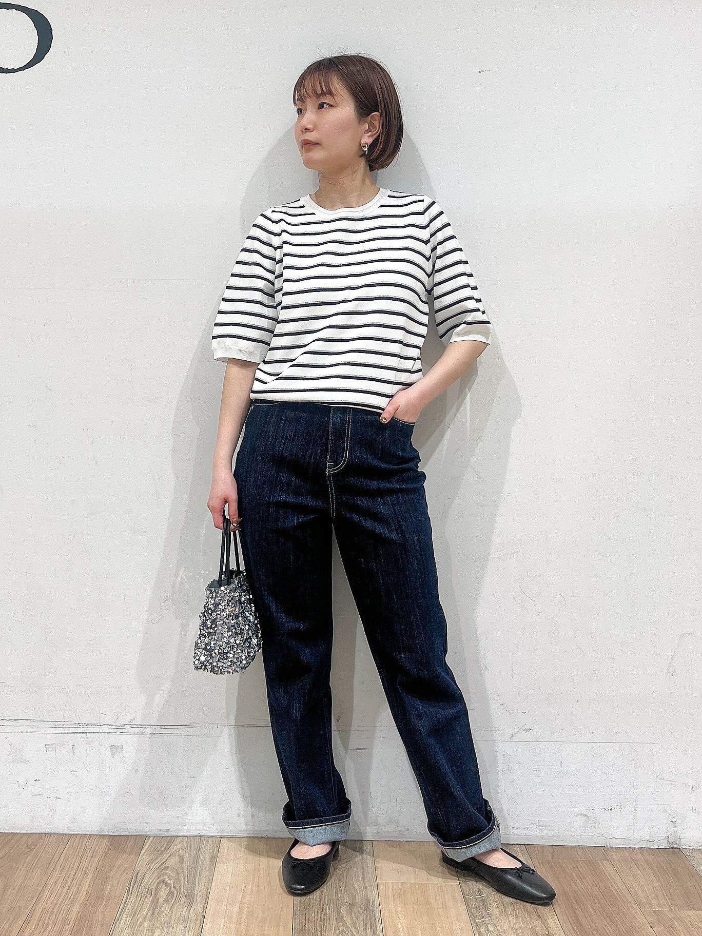 山さんさんの「grove｜【貴島明日香さん着用・洗える】麻調ノーカラーブルゾン」を使ったコーディネート