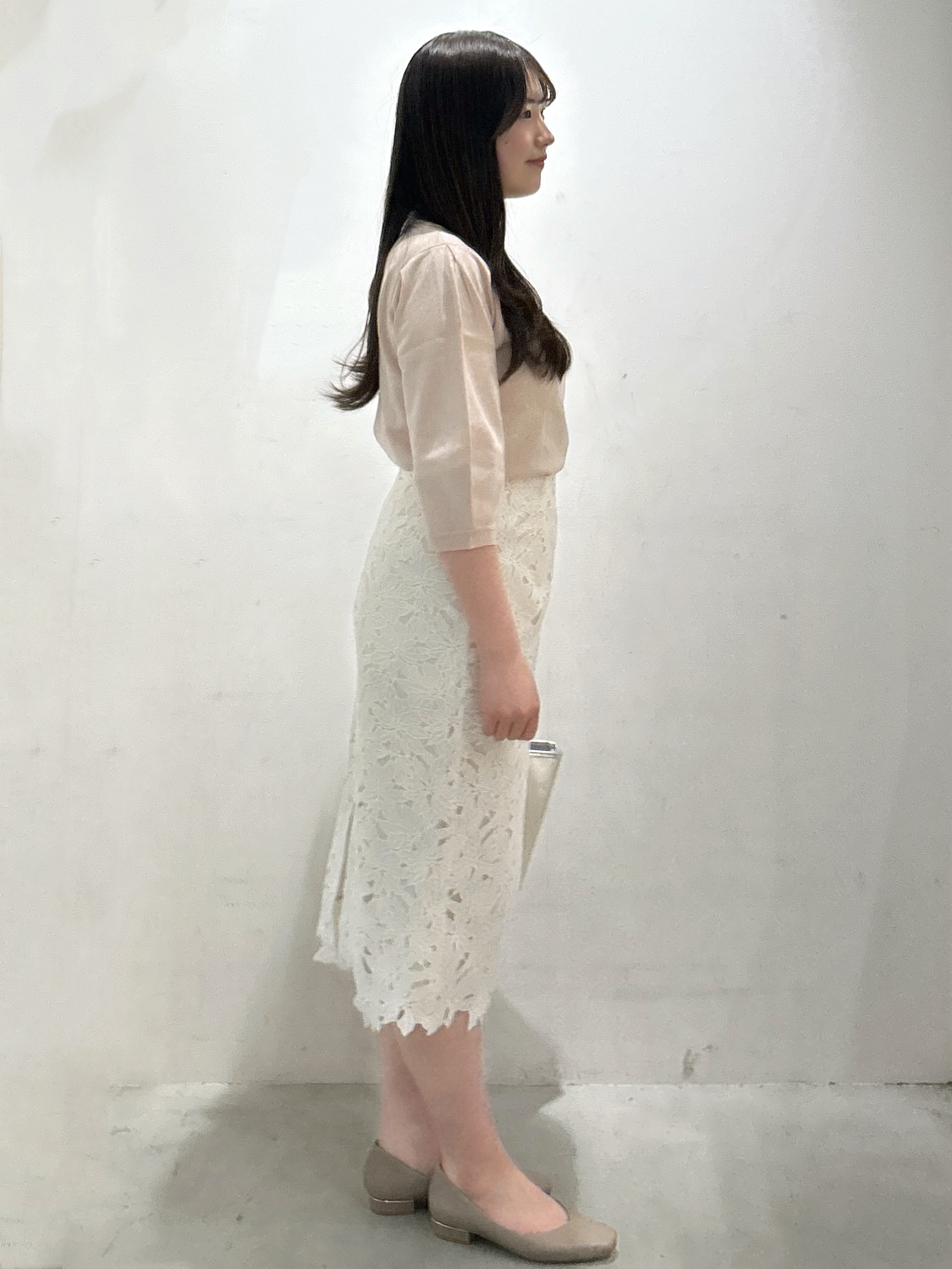 sayaさんの「OPAQUE.CLIP｜【UVケア】6分袖タックスリーブニット《洗濯機OK／XS～LL／9col》」を使ったコーディネート