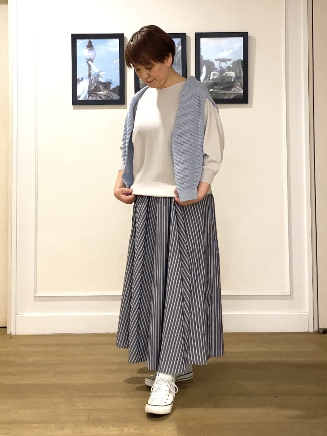 Hiroさんの「Dessin｜【洗える】コットンメッシュニットカーディガン」を使ったコーディネート