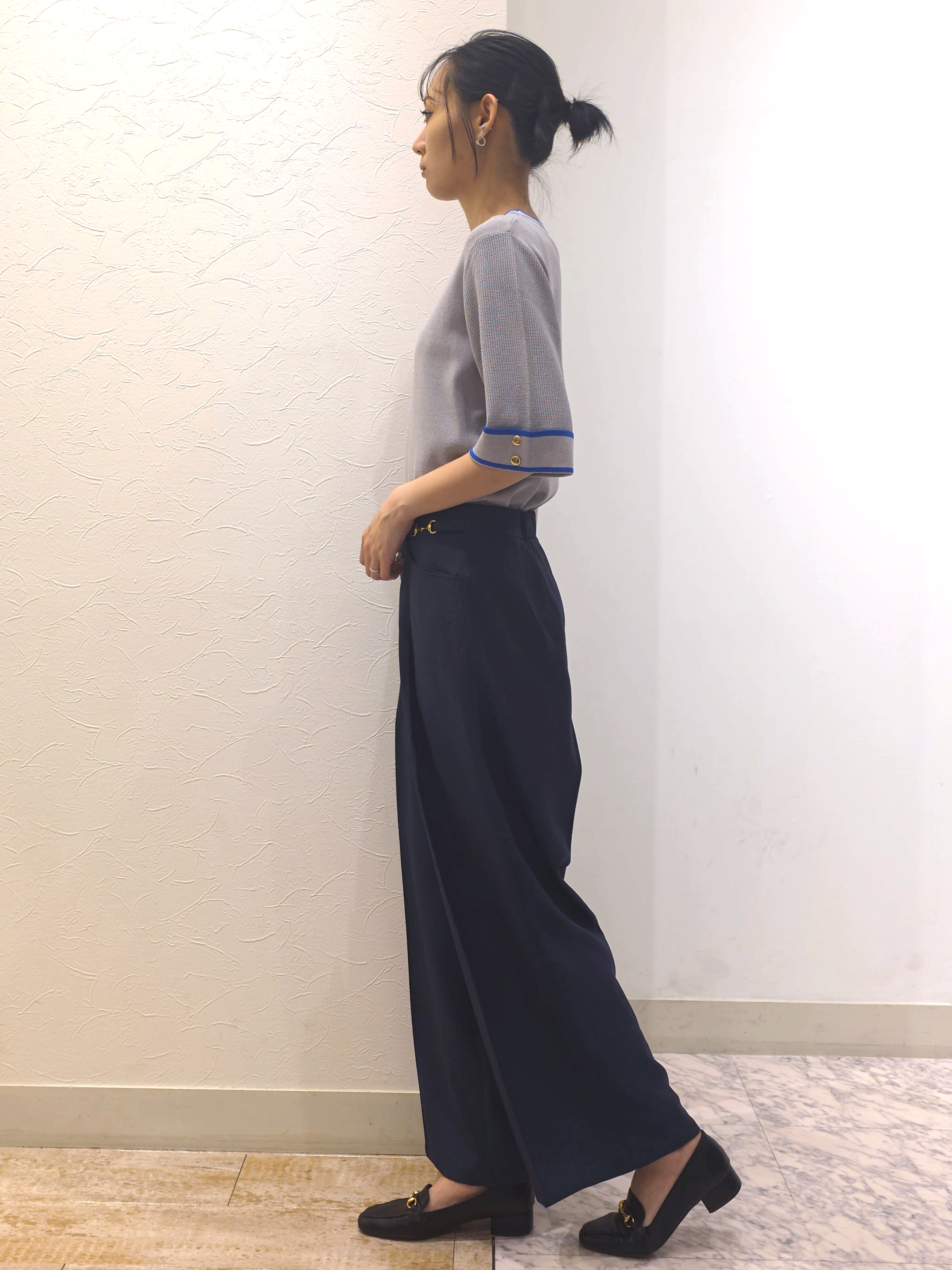 ケイさんの「grove｜【シリーズ累計36万枚/名品ニット】やわらかドライタッチ 袖メッシュ編みニット」を使ったコーディネート