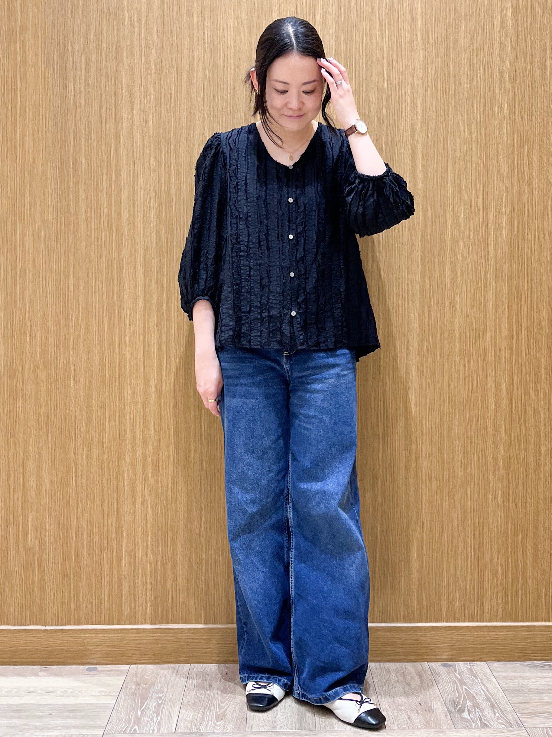 aさんの「OPAQUE.CLIP｜フリンジジャカードブラウス【洗濯機OK】」を使ったコーディネート