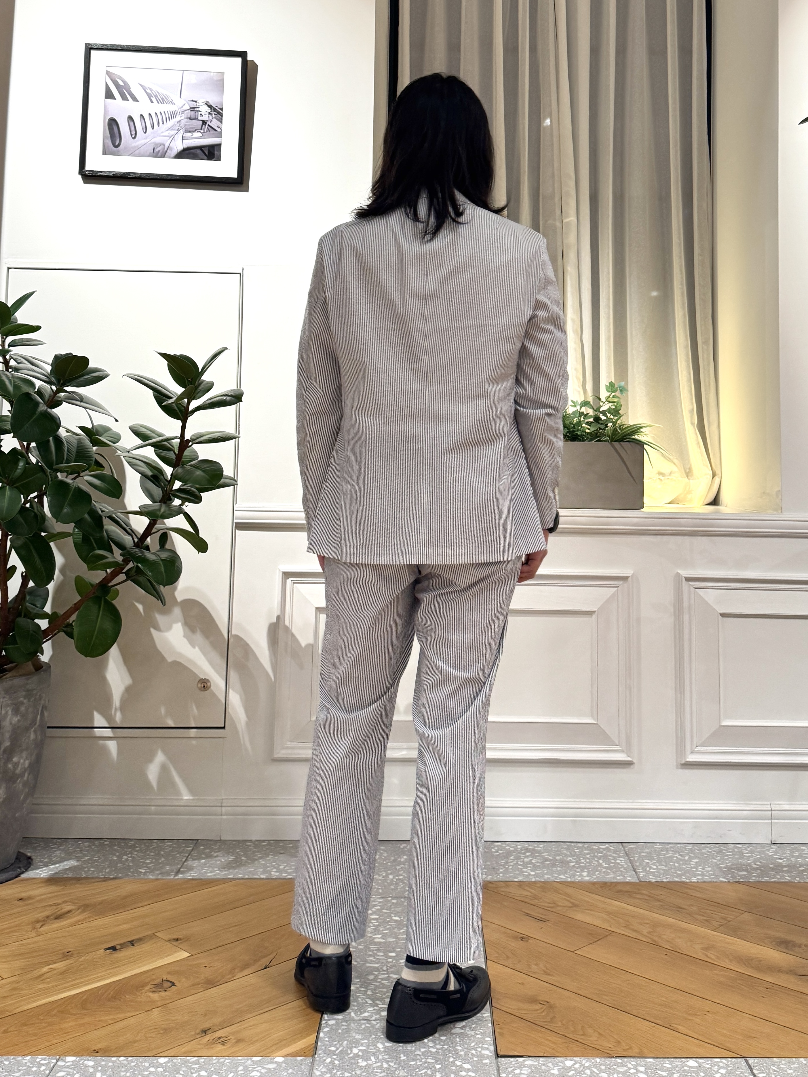 kawarataniさんの「DRESSTERIOR｜【吸湿速乾/セットアップ可/ウォッシャブル】COOLMAX シアサッカー サマージャケット」を使ったコーディネート