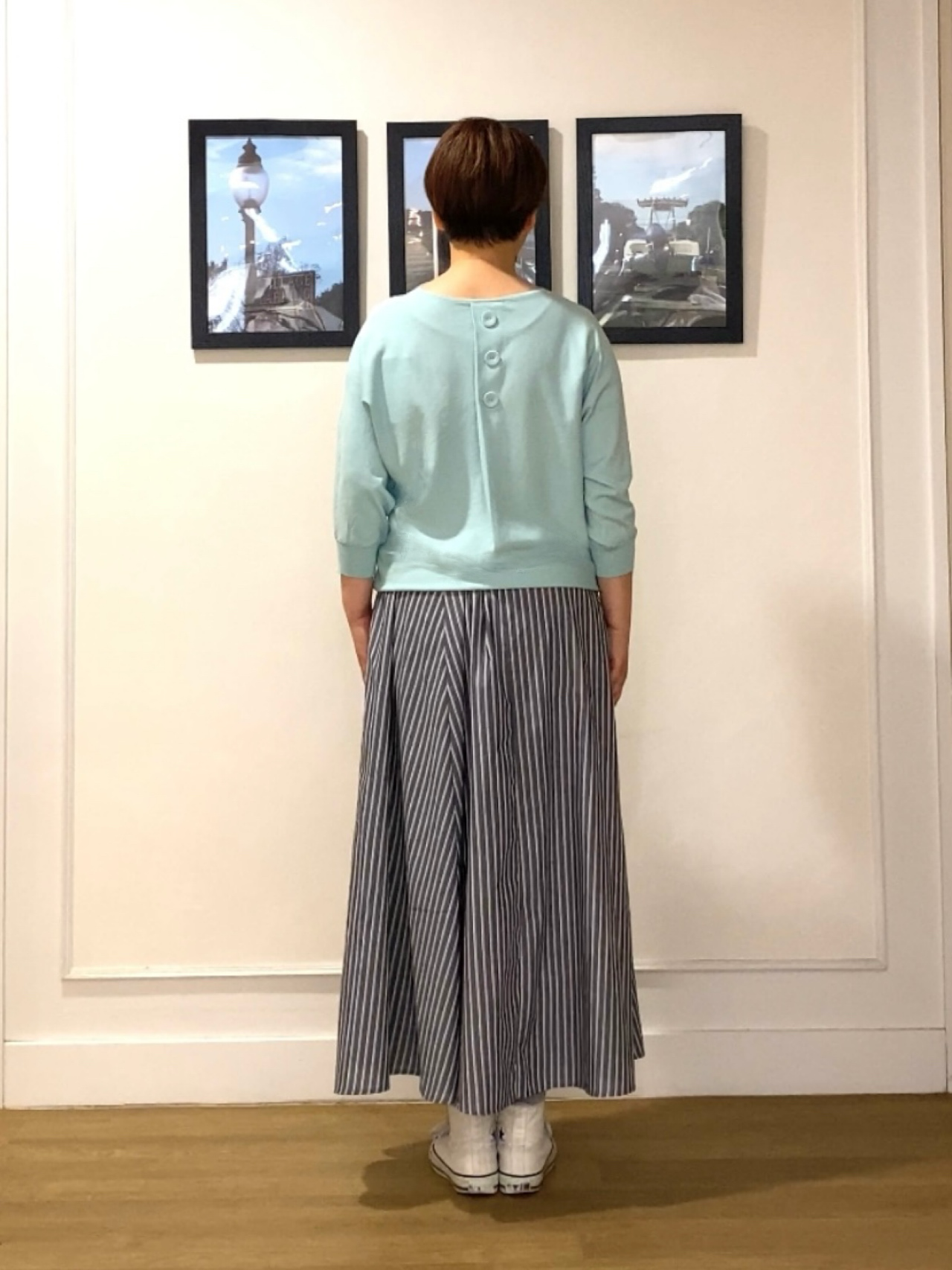 Hiroさんの「Dessin｜【洗える】後ろボタンニットプルオーバー七分袖」を使ったコーディネート