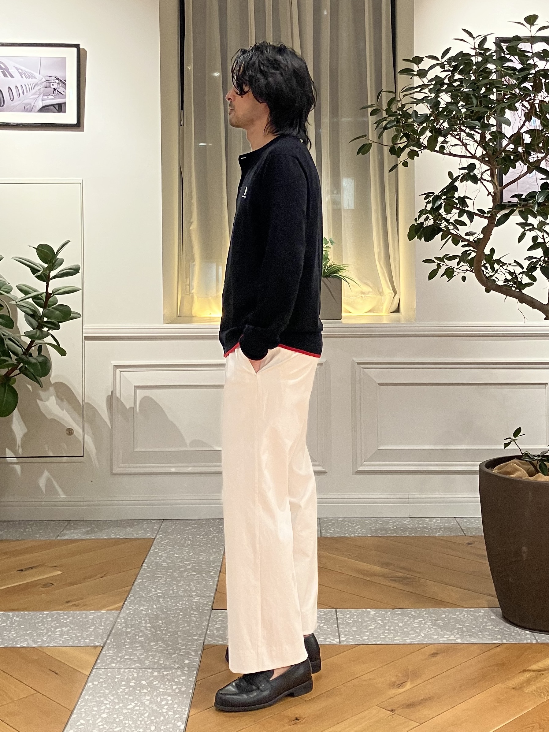 junyaさんの「DRESSTERIOR｜【ウォッシャブル】ウールレーヨン ラウンドネックカーディガン」を使ったコーディネート