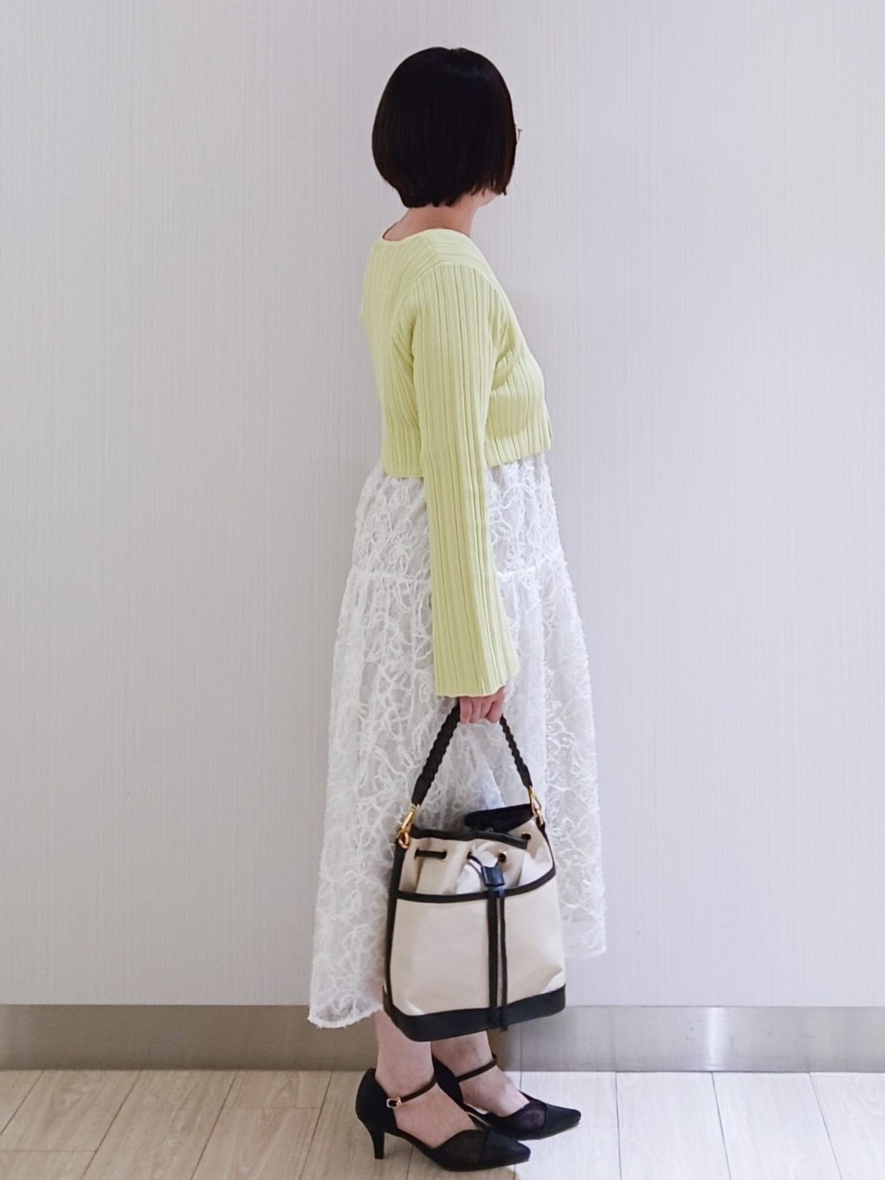 KaHoさんの「index｜《ツインセット》カーディガン&times;ニットドッキングワンピース【洗濯機OK】」を使ったコーディネート