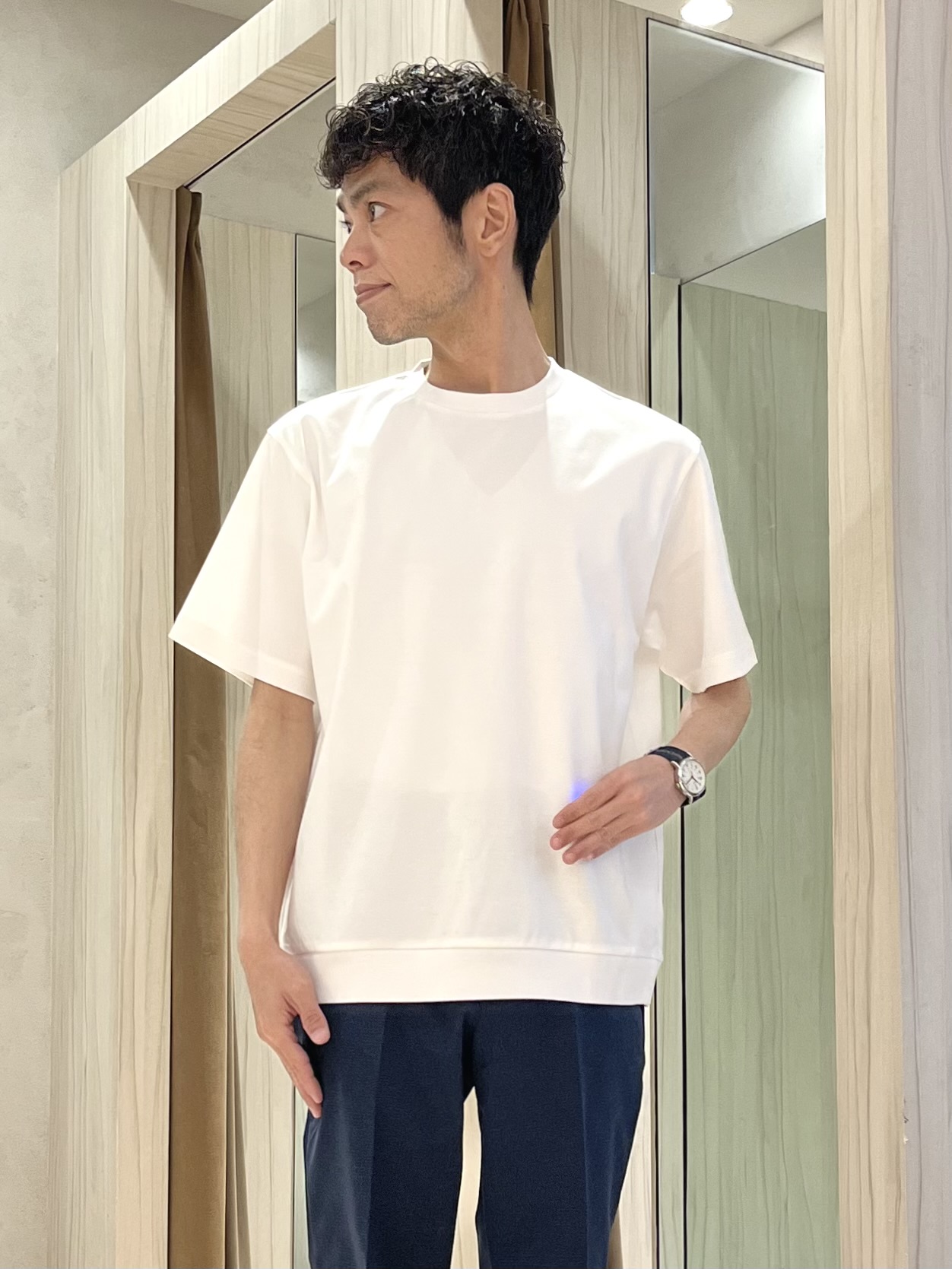 URAさんの「TAKEO KIKUCHI｜【抗菌防臭】COOL DOTS（R）ドビープリント ジャケット」を使ったコーディネート
