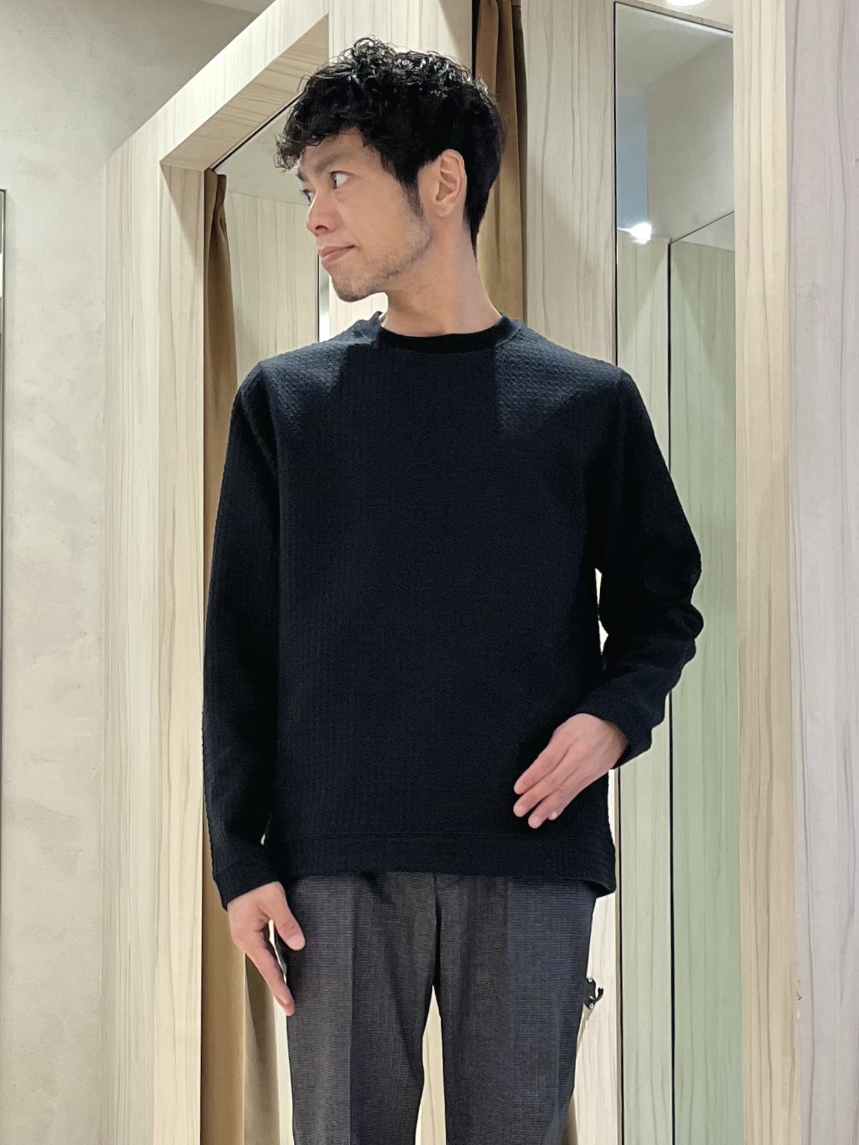 URAさんの「TAKEO KIKUCHI｜【通気性】ジャージ千鳥柄 ジャケット」を使ったコーディネート