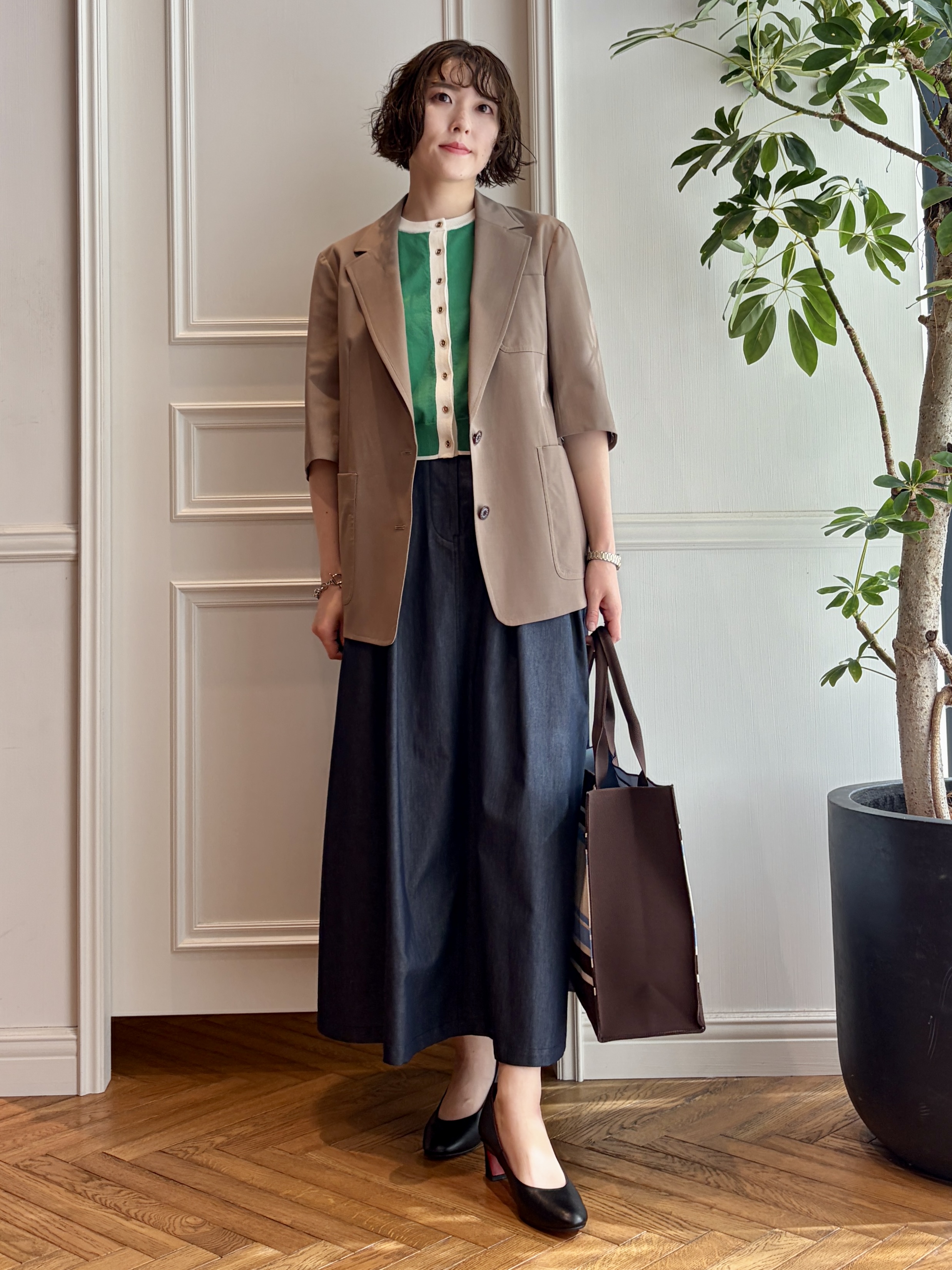 nakaoさんの「DRESSTERIOR｜【otonaMUSE5月号掲載/UVカット/ウォッシャブル】クールタッチ コンビ カーディガン」を使ったコーディネート