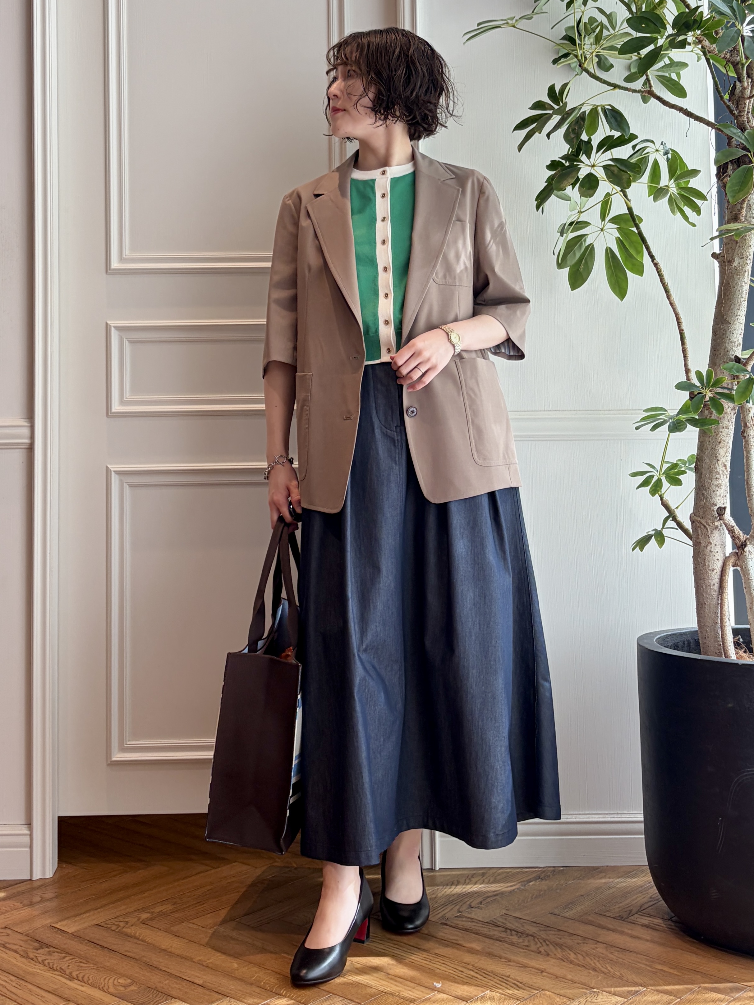 nakaoさんの「DRESSTERIOR｜【otonaMUSE5月号掲載/UVカット/ウォッシャブル】クールタッチ コンビ カーディガン」を使ったコーディネート