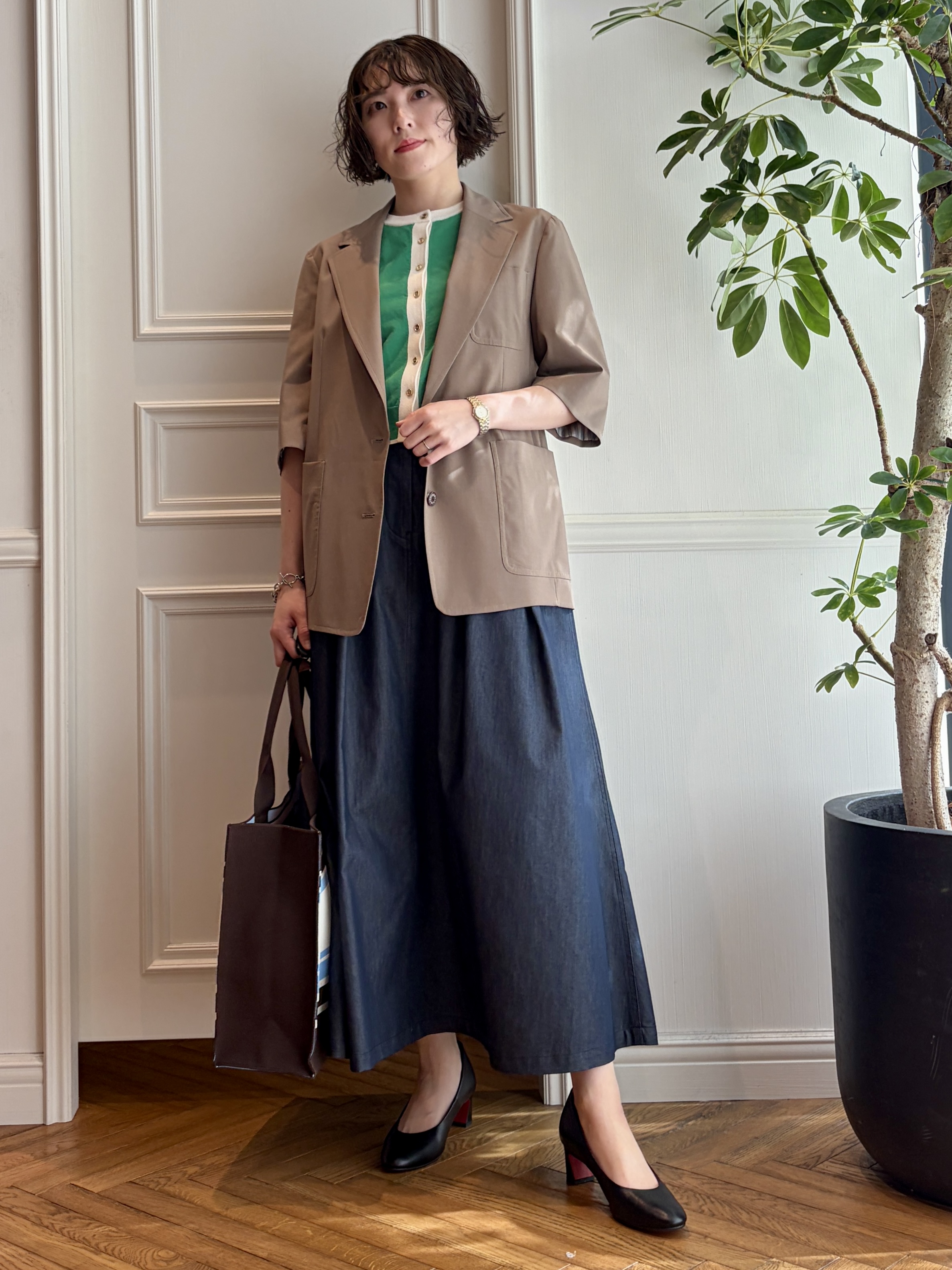 nakaoさんの「DRESSTERIOR｜【otonaMUSE5月号掲載/UVカット/ウォッシャブル】クールタッチ コンビ カーディガン」を使ったコーディネート